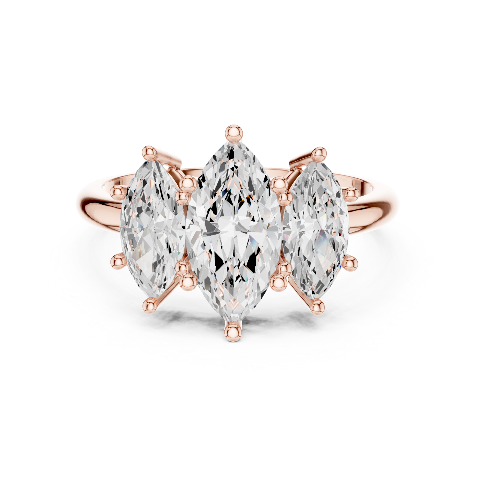  Rose Gold Marquise Mirage Modern Ring Front View