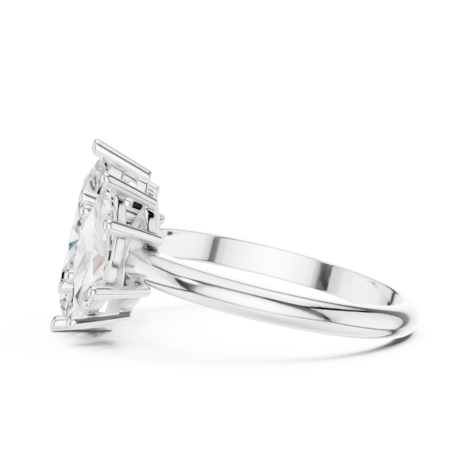 White Gold Marquise Mirage Modern Ring Side View