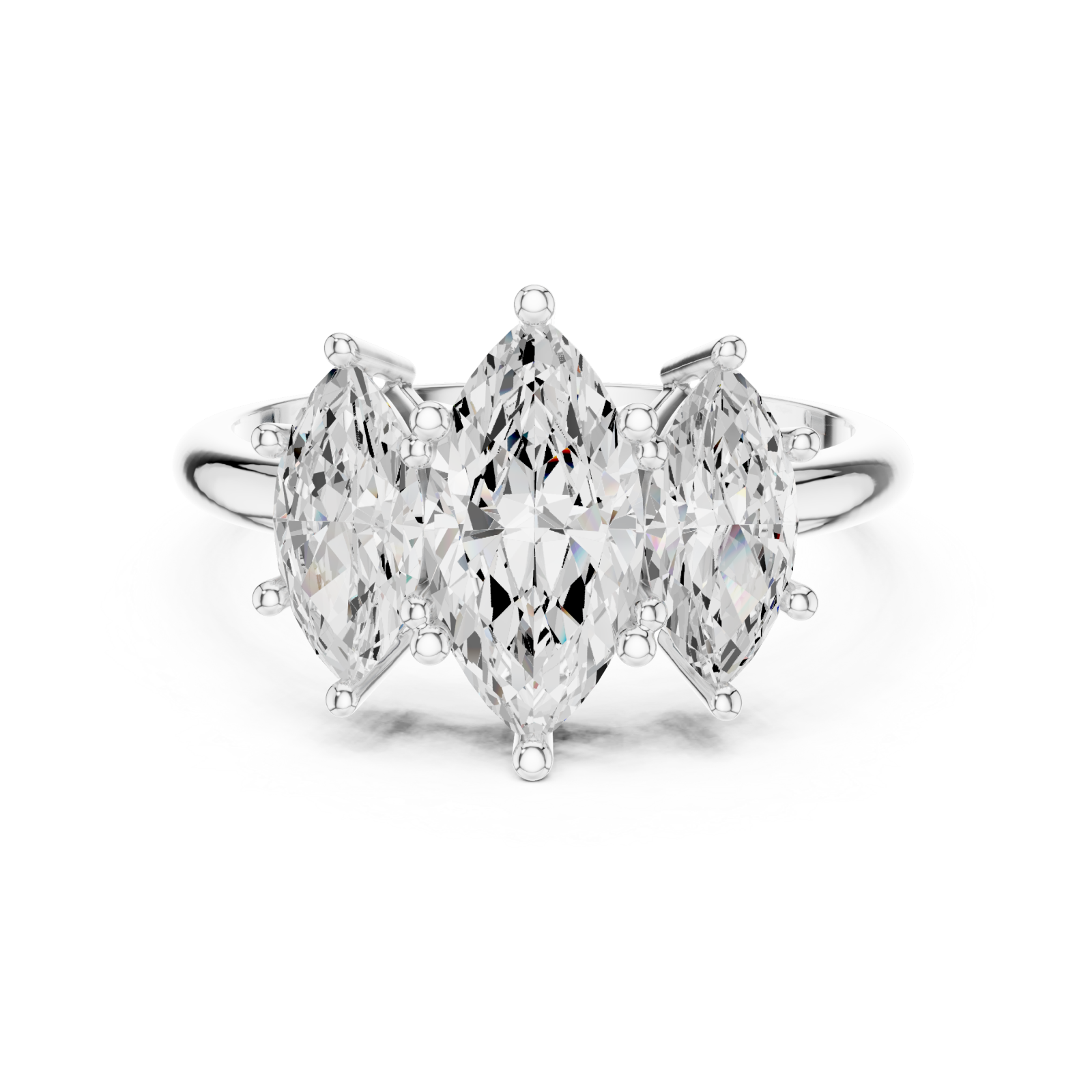  White Gold Marquise Mirage Modern Ring Front View