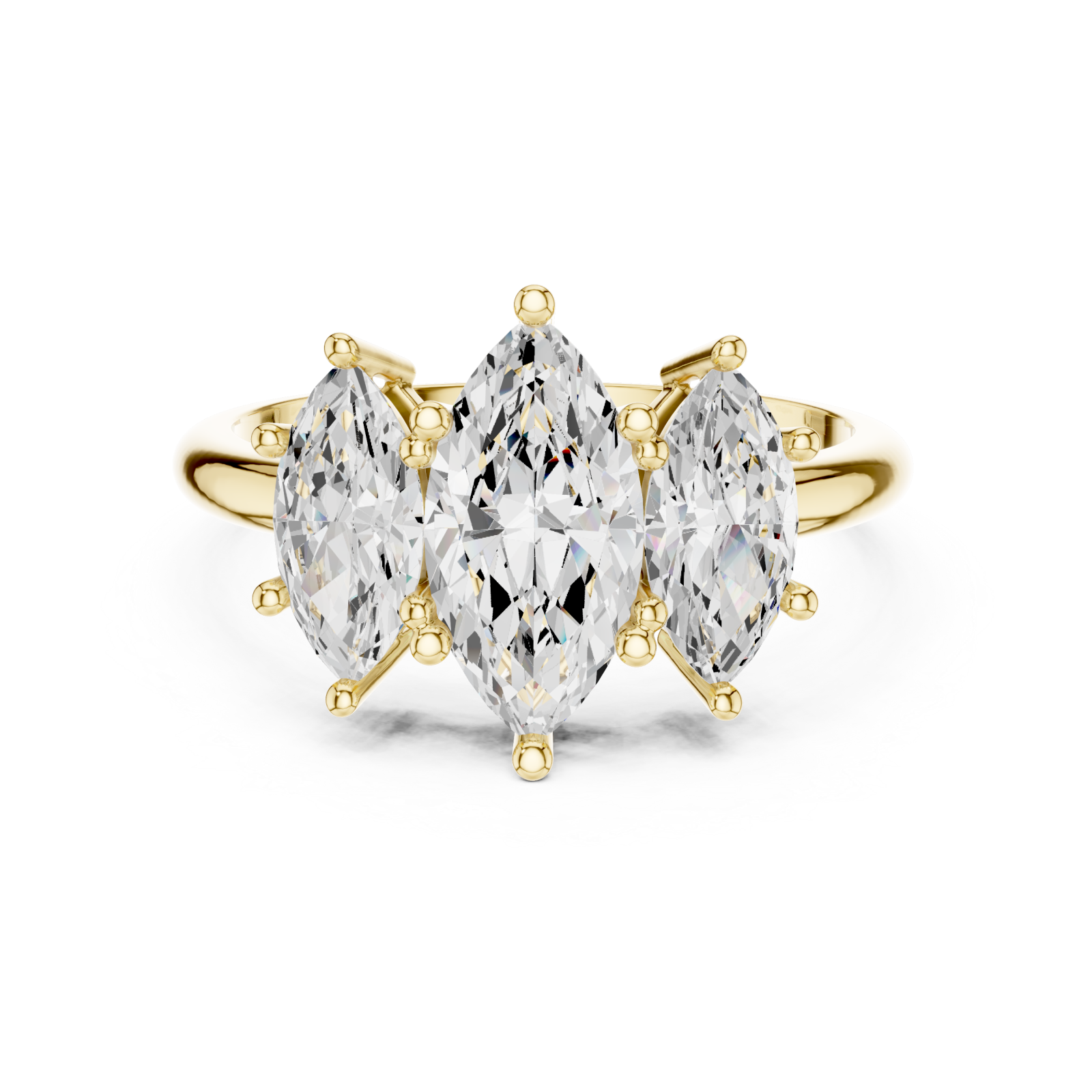  Gold Marquise Mirage Modern Ring Front View