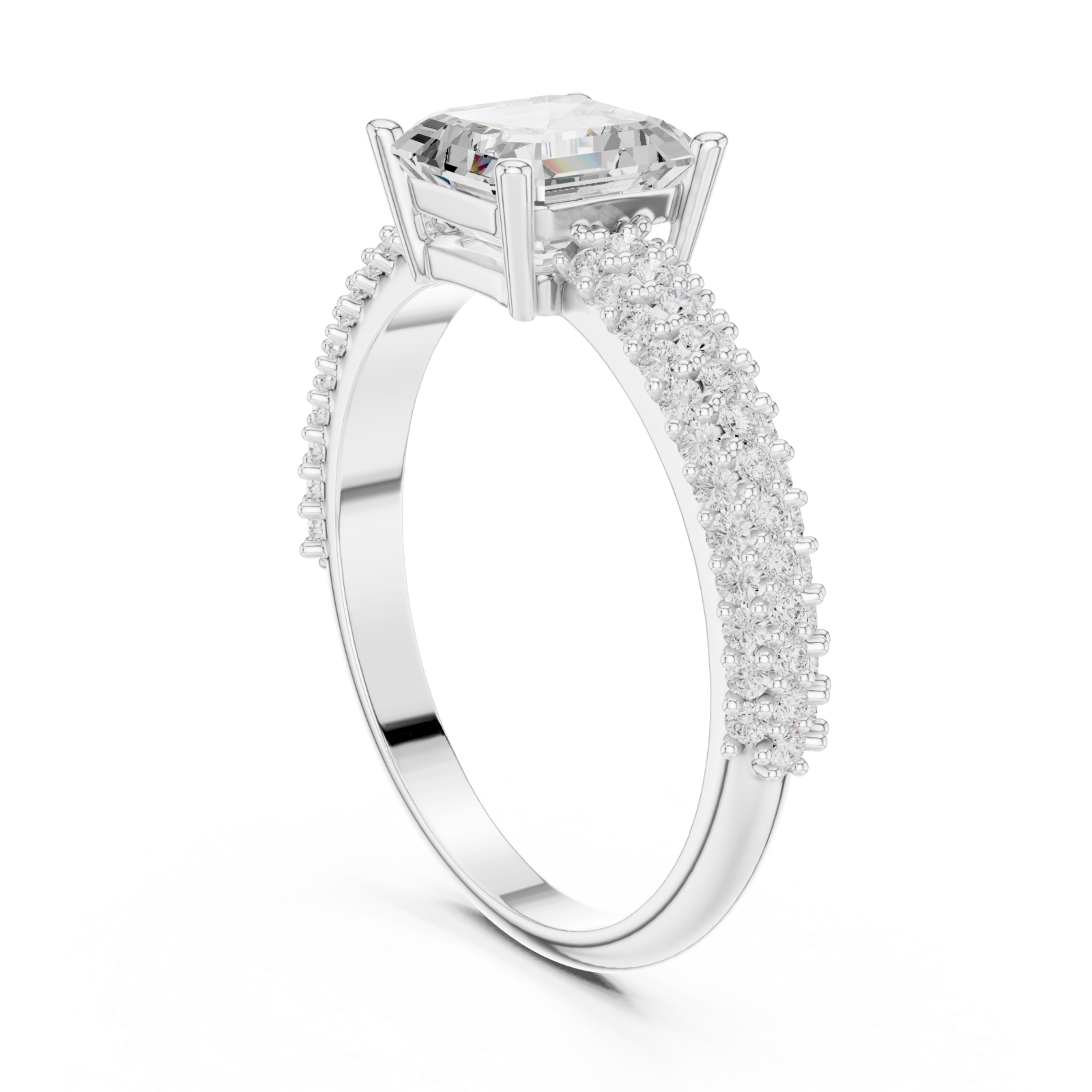  White Gold Classic Aura Pavé Band Engagement Ring Left View