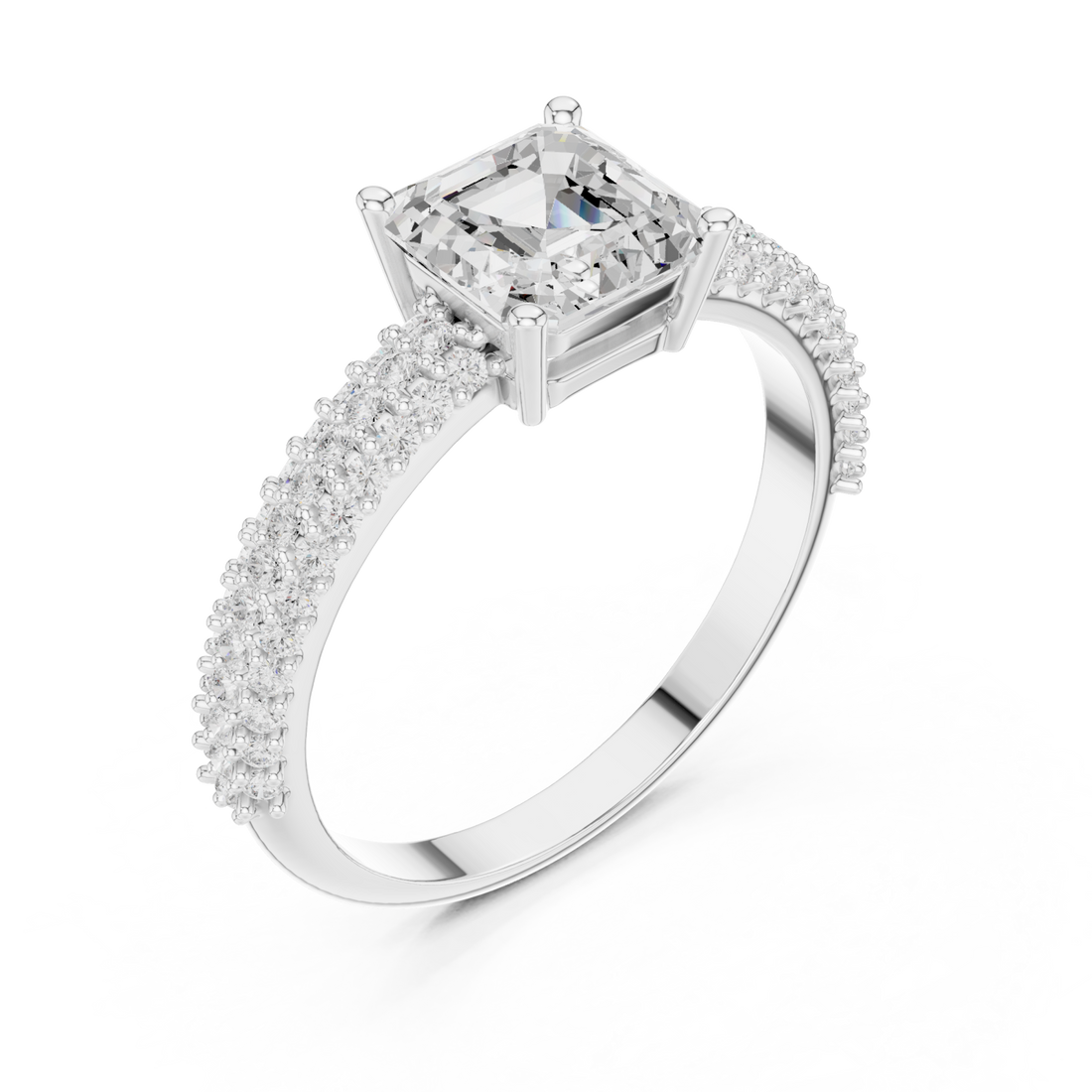  White Gold Classic Aura Pavé Band Engagement Ring Right View