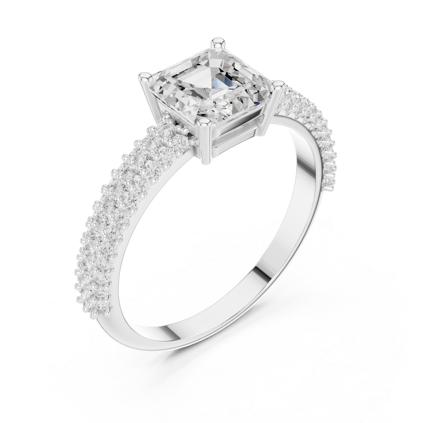  White Gold Classic Aura Pavé Band Engagement Ring Right View