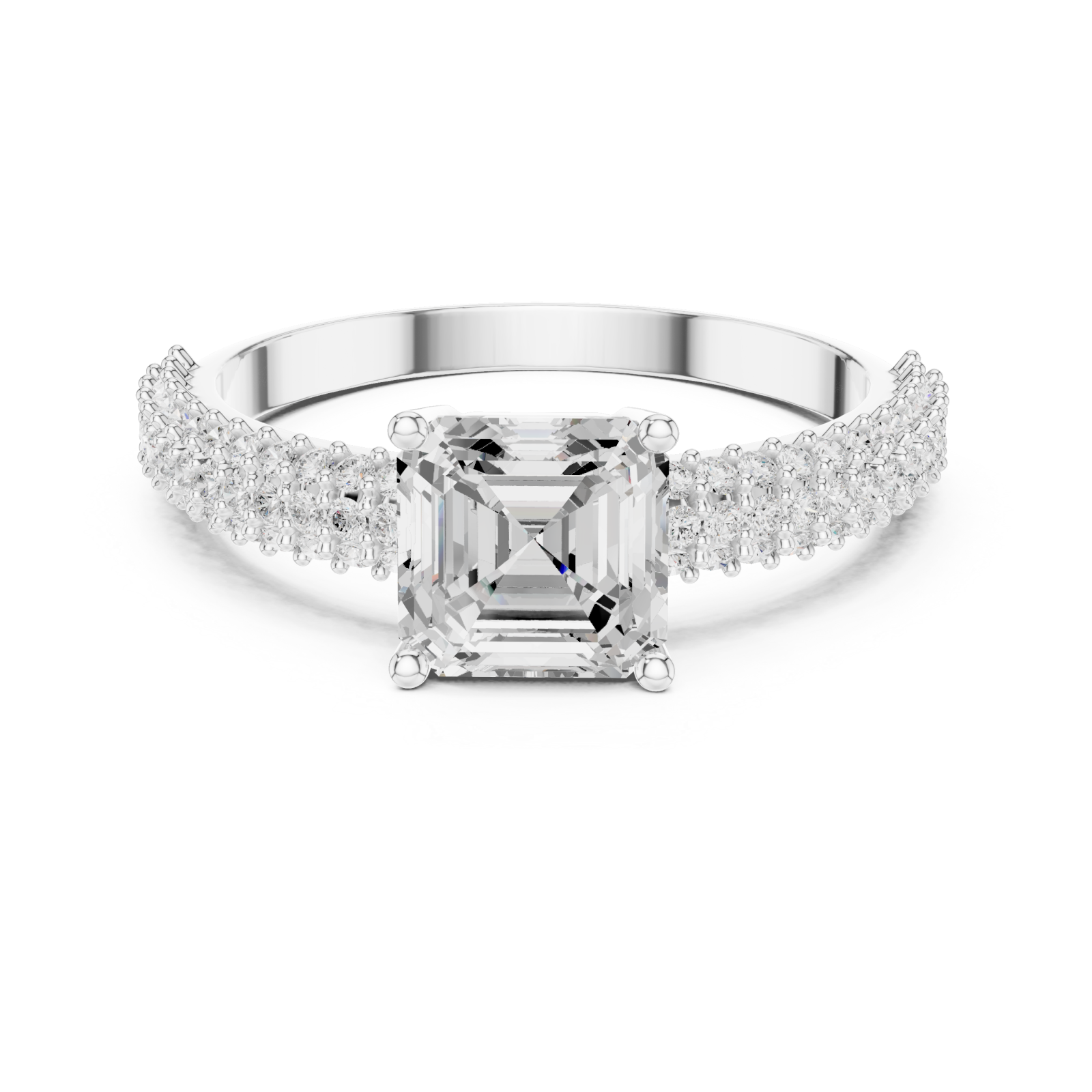  White Gold Classic Aura Pavé Band Engagement Ring Front View
