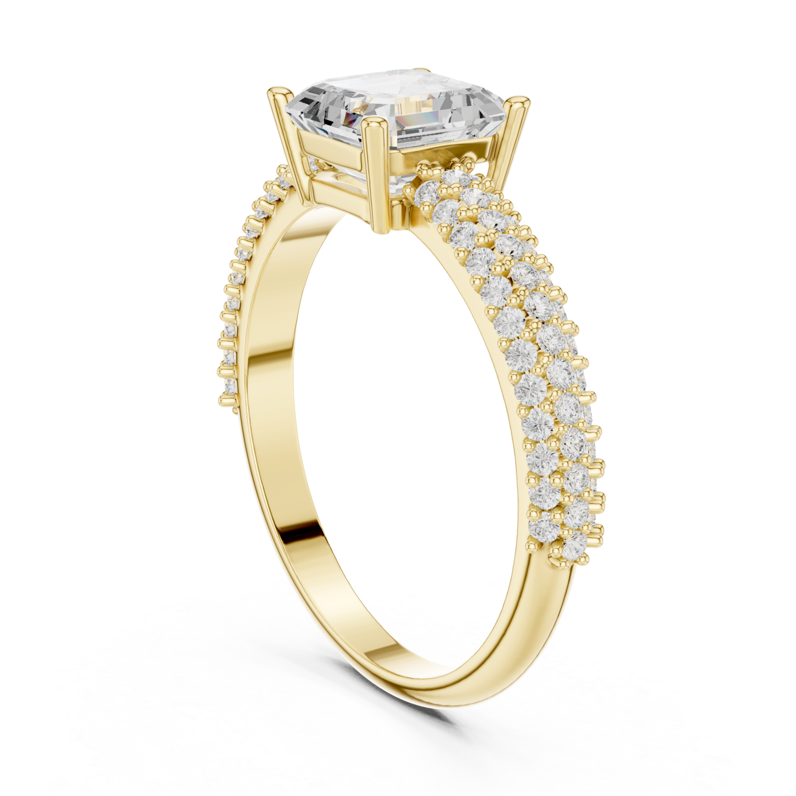  Gold Classic Aura Pavé Band Engagement Ring Left View