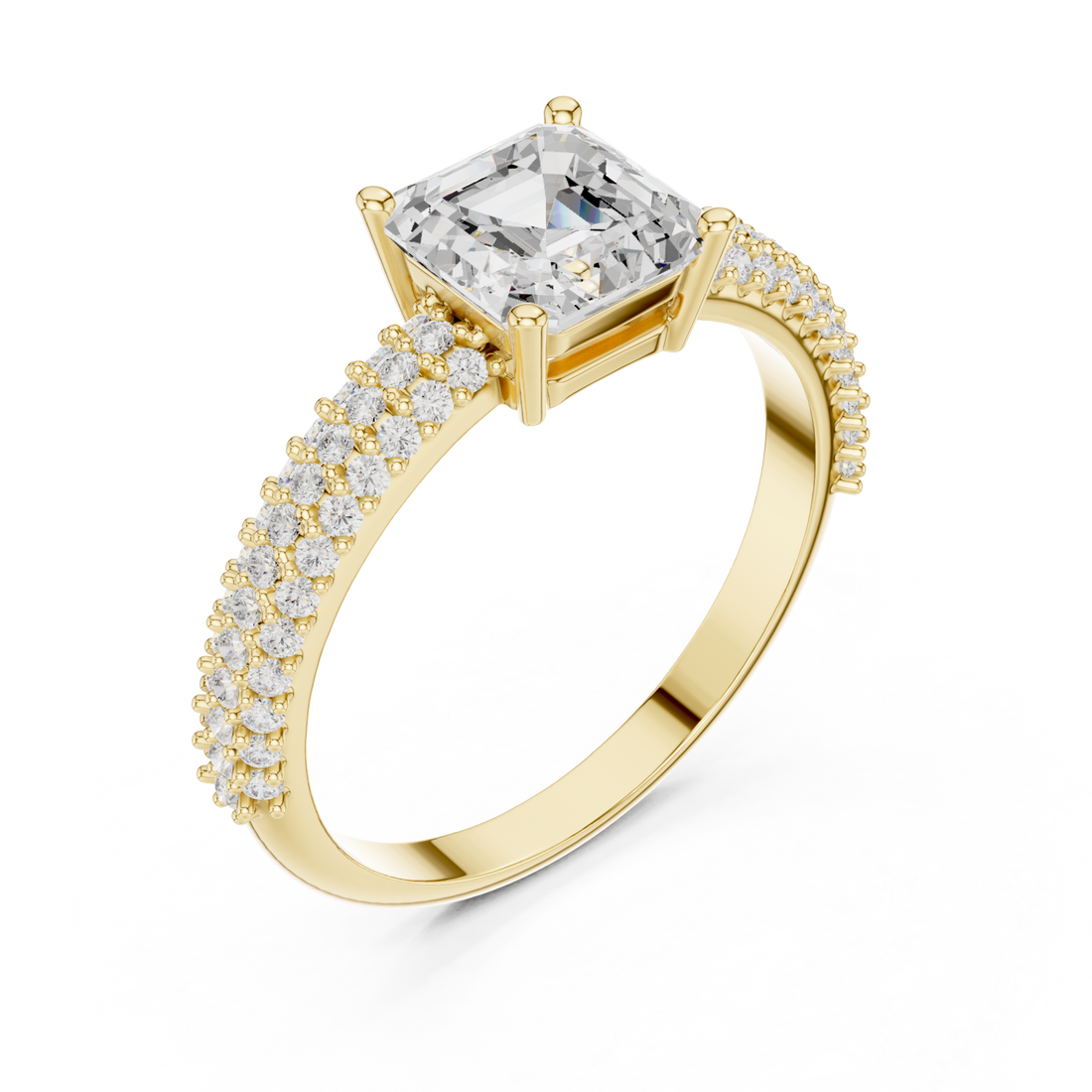 Gold Classic Aura Pavé Band Engagement Ring Right View