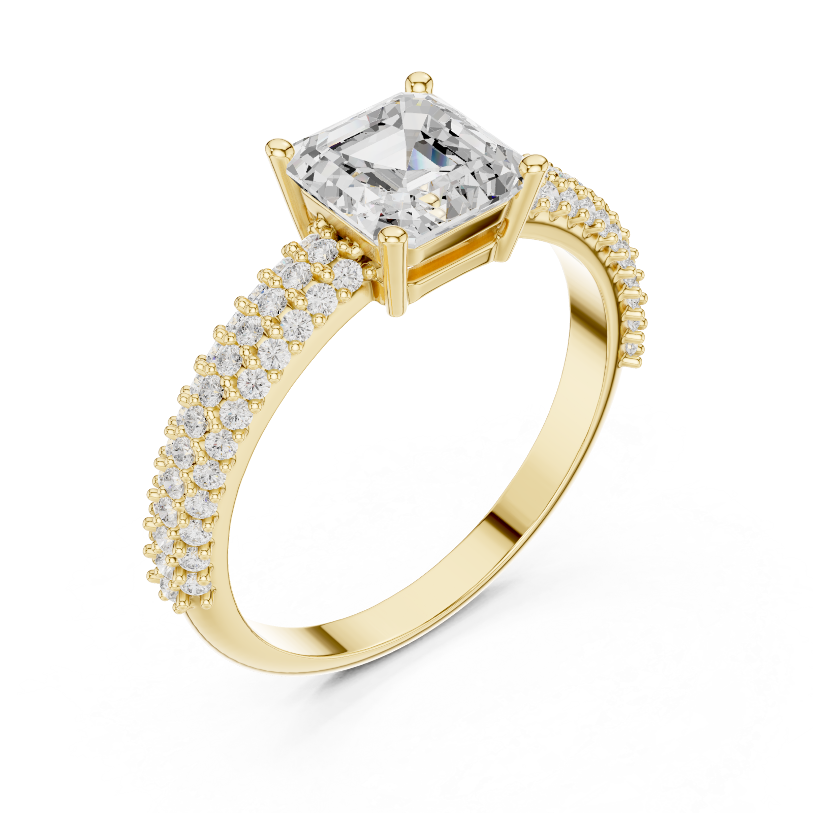 Gold Classic Aura Pavé Band Engagement Ring Right View