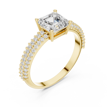 Gold Classic Aura Pavé Band Engagement Ring Right View