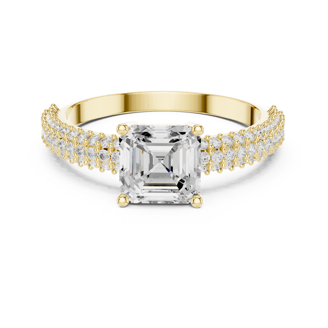 Gold Classic Aura Pavé Band Engagement Ring Right View