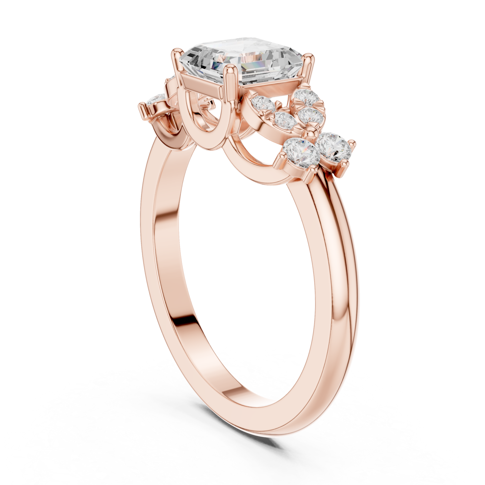  Rose Gold Celestial Halo Cascade Ring Left View