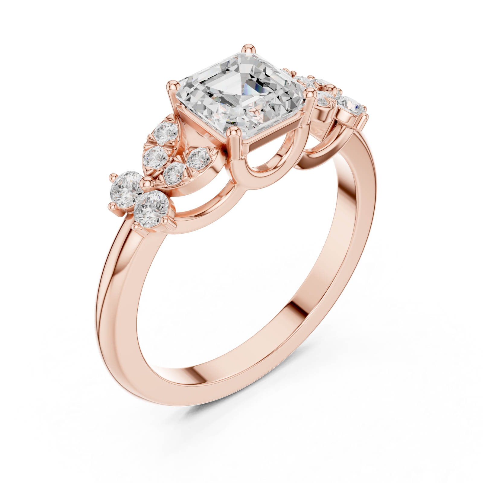  Rose Gold Celestial Halo Cascade Ring Right View