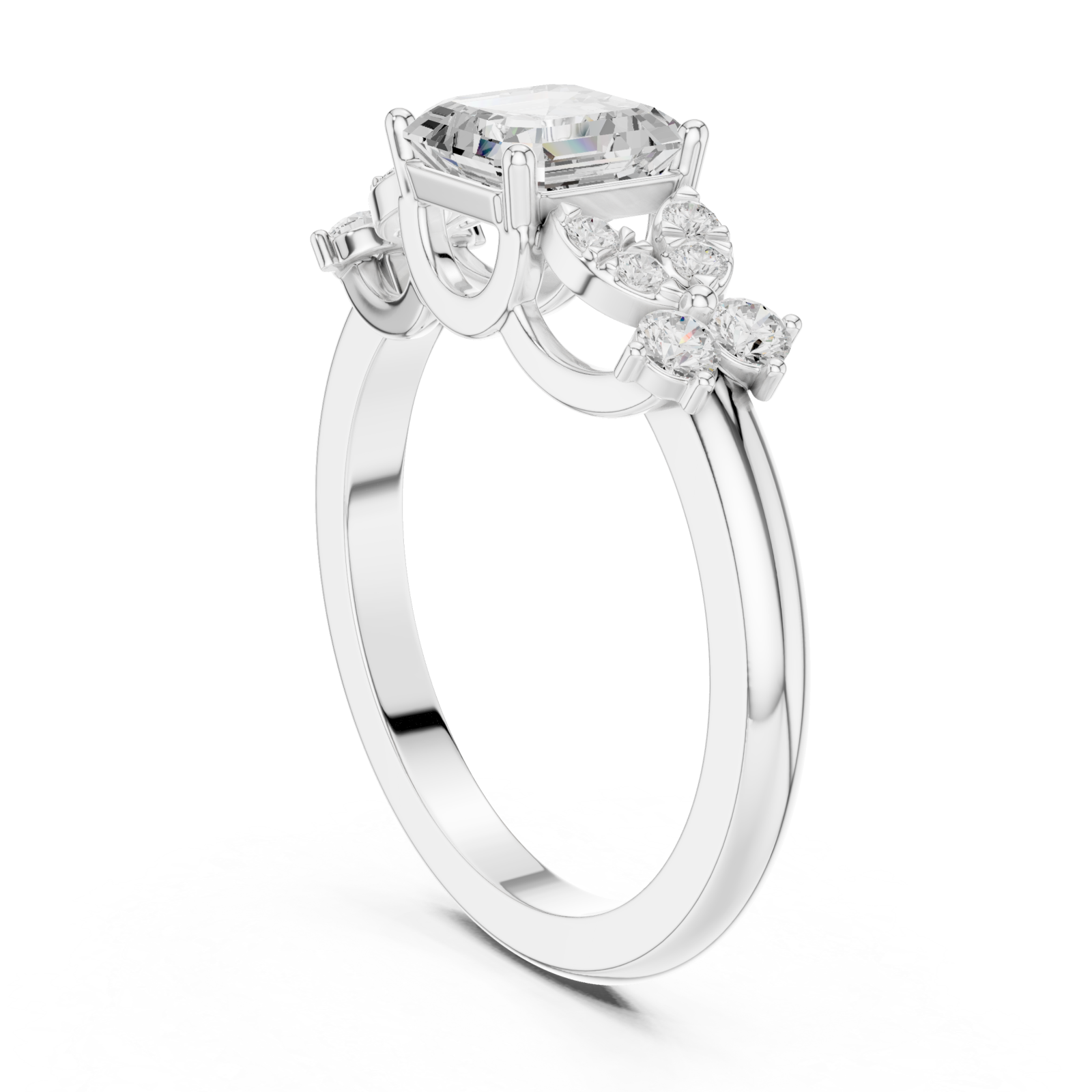 White Gold Celestial Halo Cascade Ring Left View