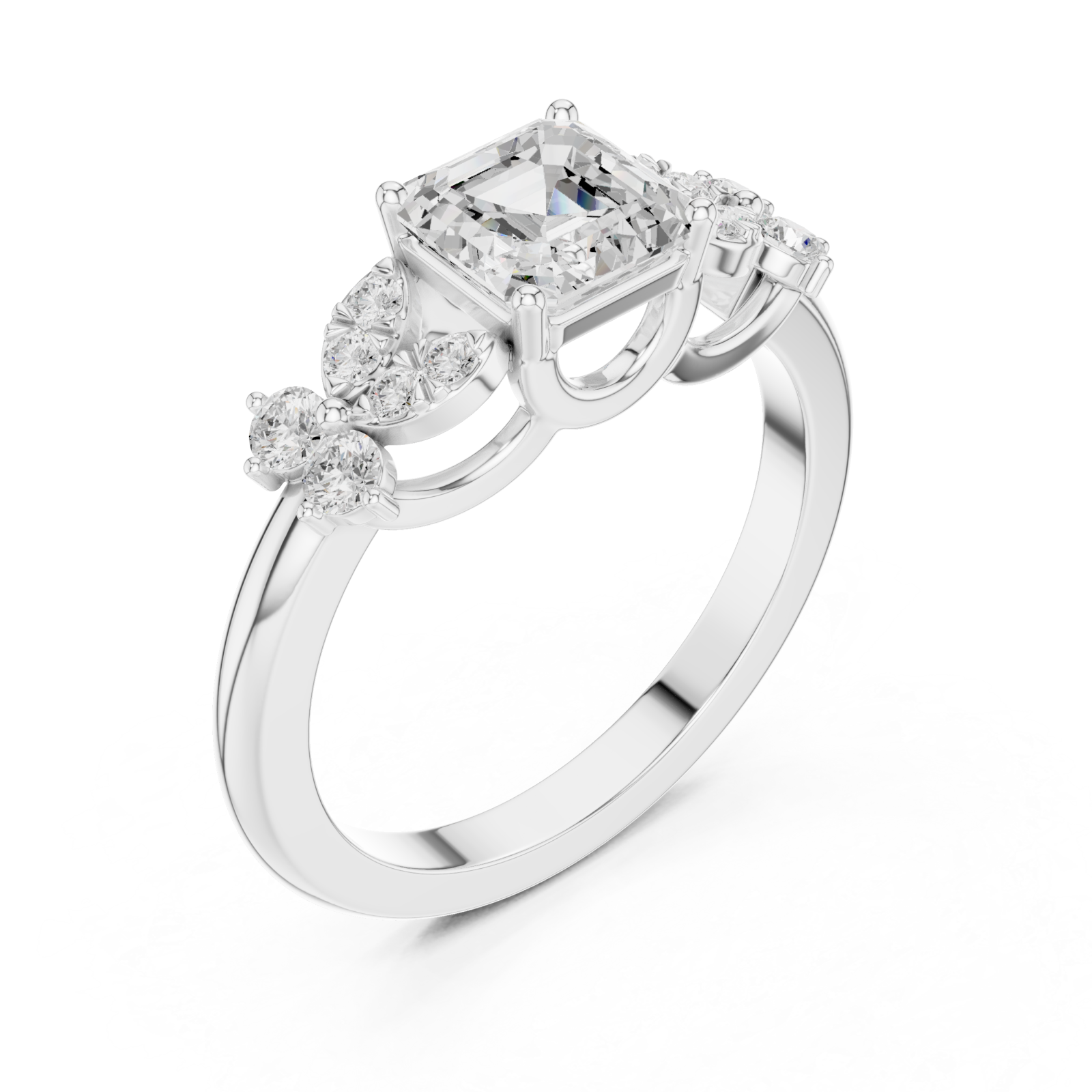  White Gold Celestial Halo Cascade Ring Right View