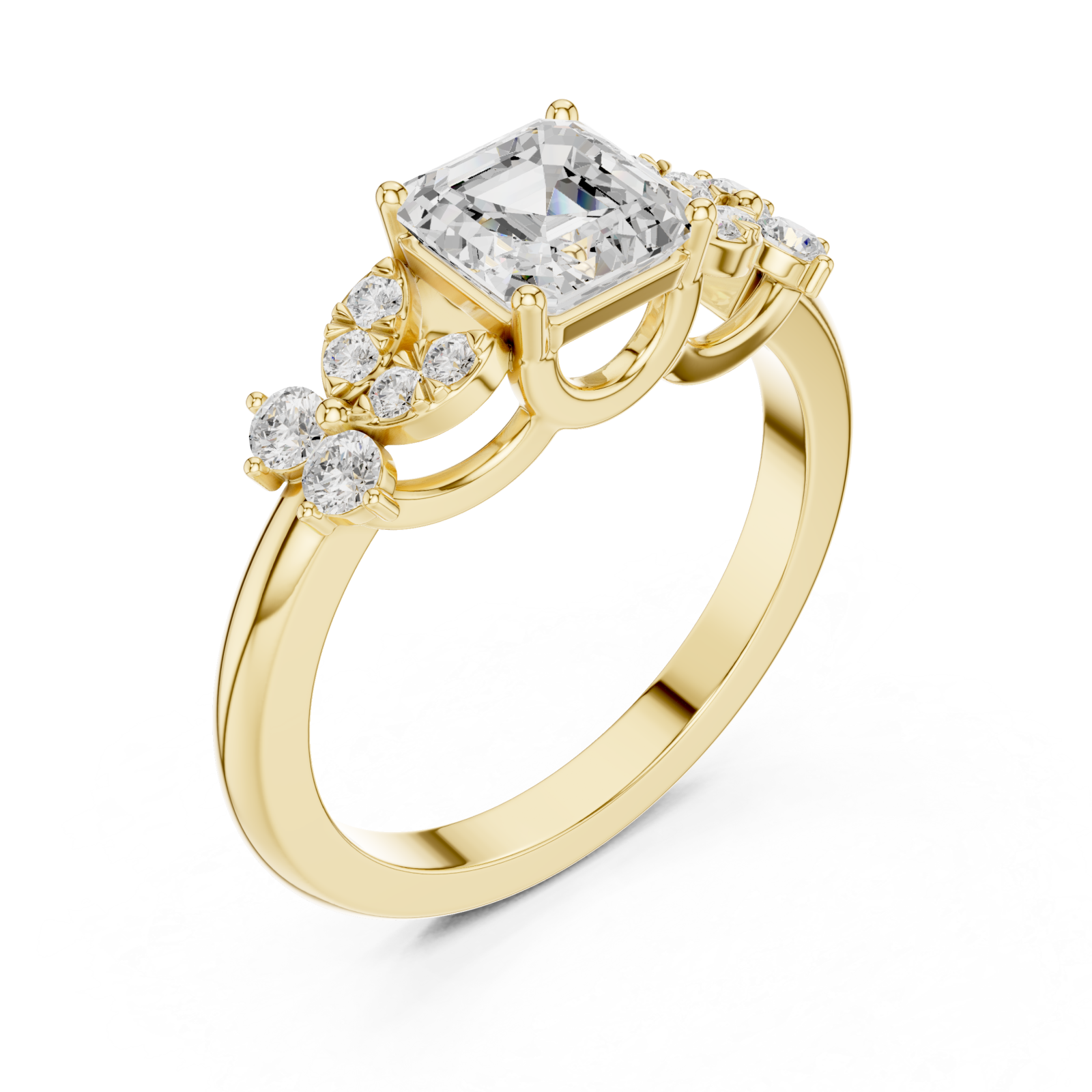 Gold Celestial Halo Cascade Ring Right View