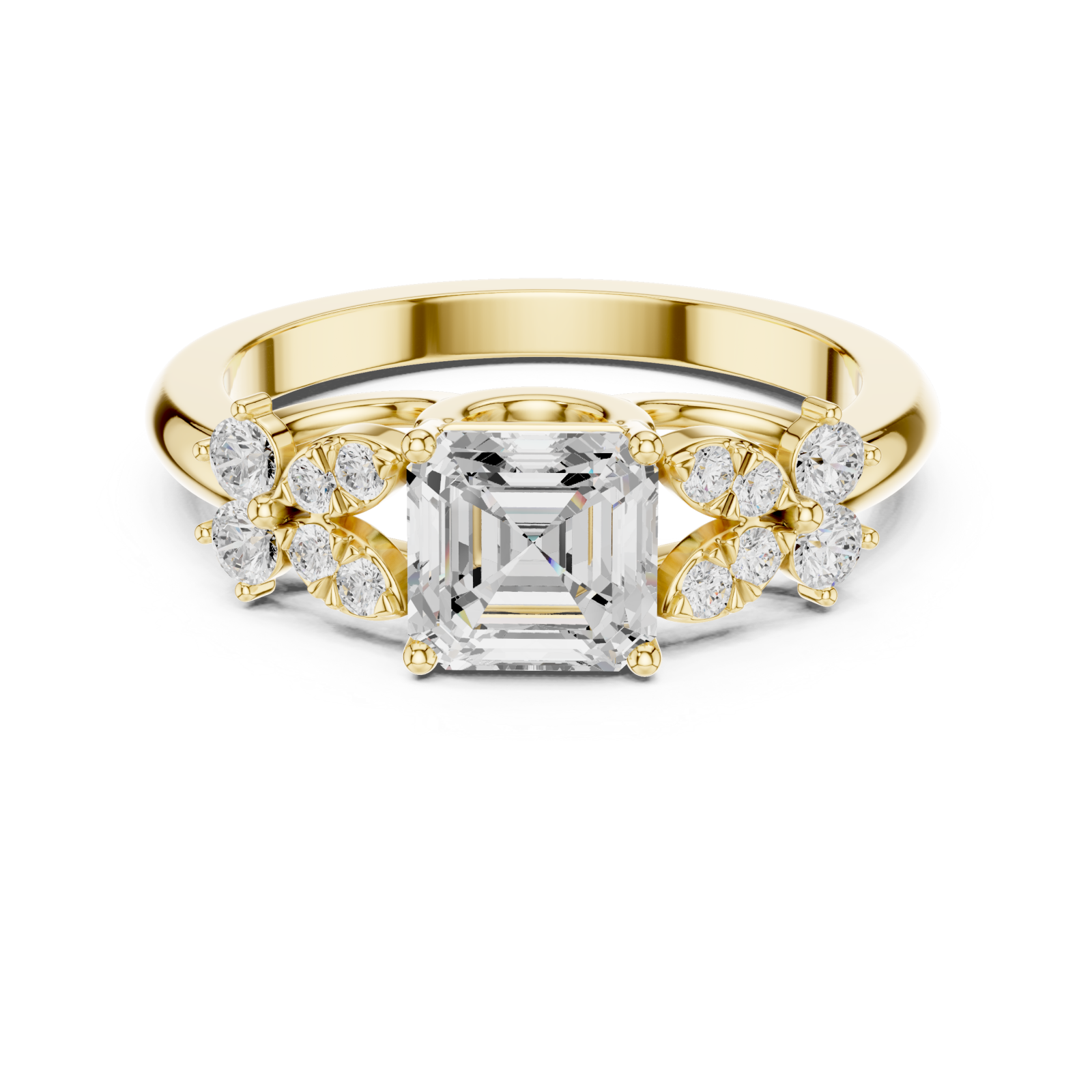  Gold Celestial Halo Cascade Ring Front View