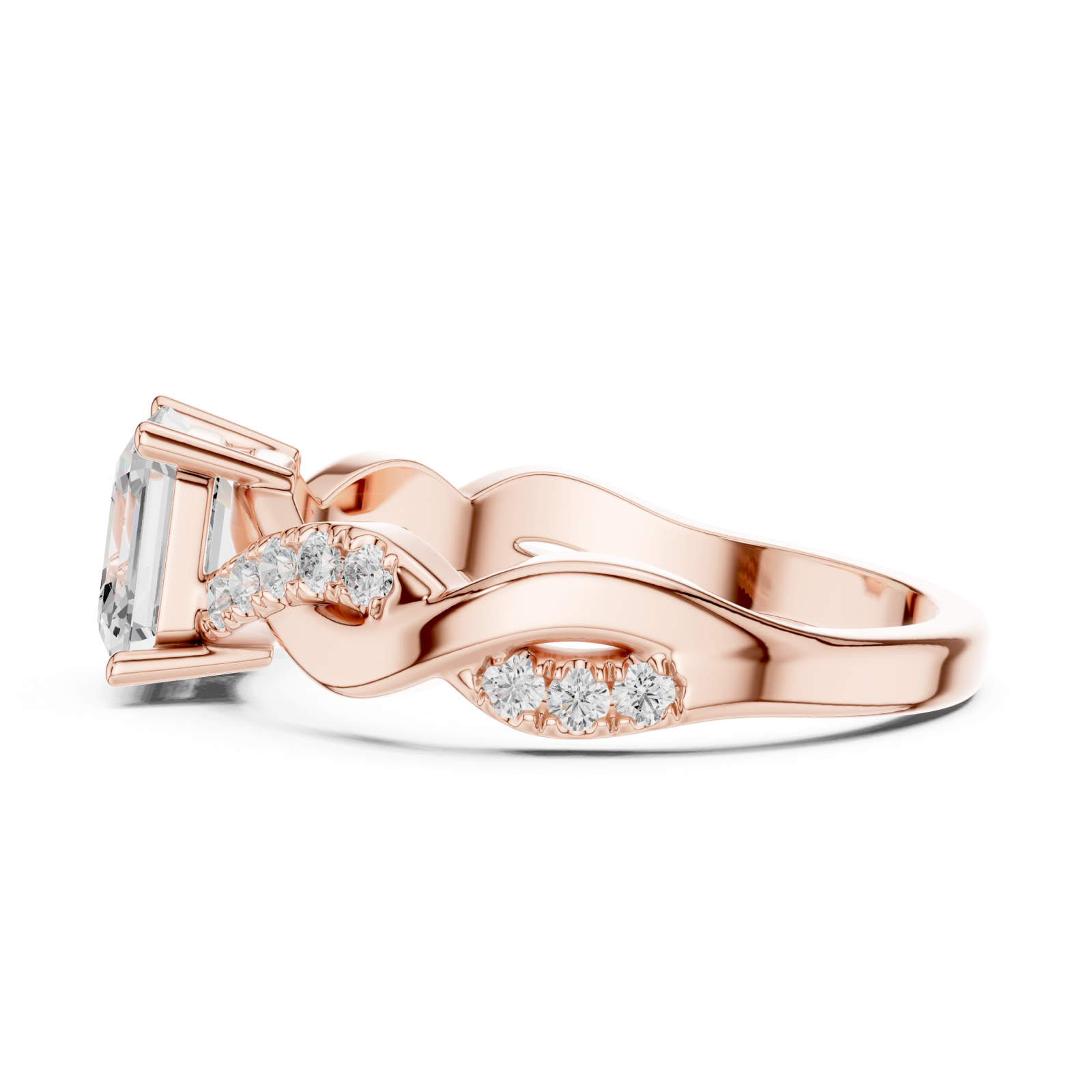  Rose Gold Classic Whisper Engagement Ring Side View