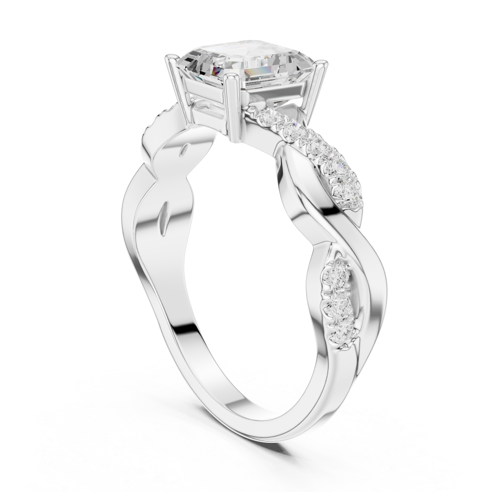  White Gold Classic Whisper Engagement Ring Left View