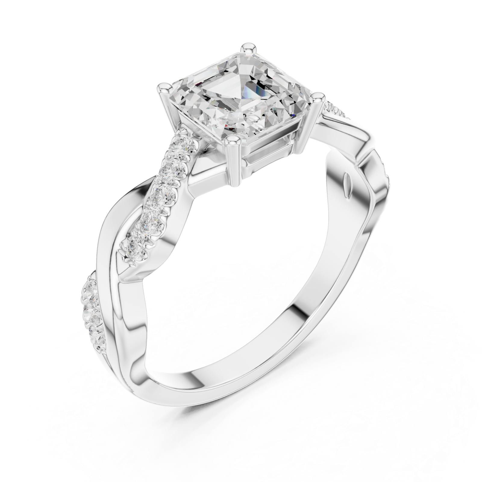  White Gold Classic Whisper Engagement Ring Right View