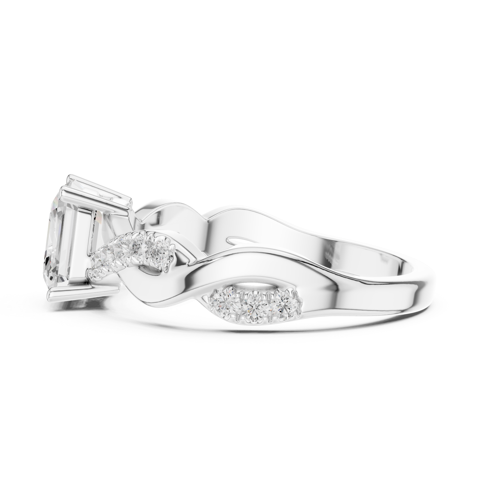  White Gold Classic Whisper Engagement Ring Side View