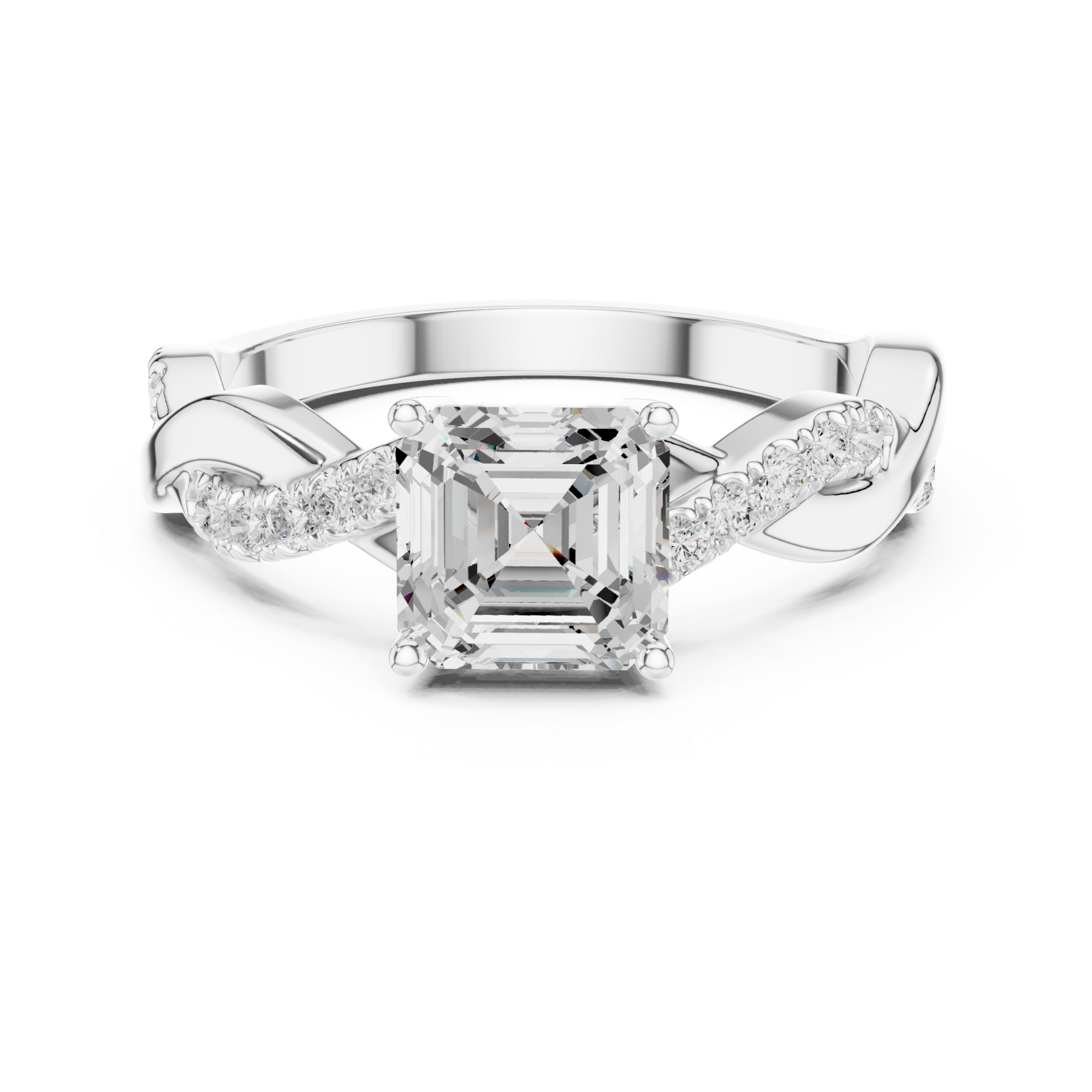  White Gold Classic Whisper Engagement Ring Front View