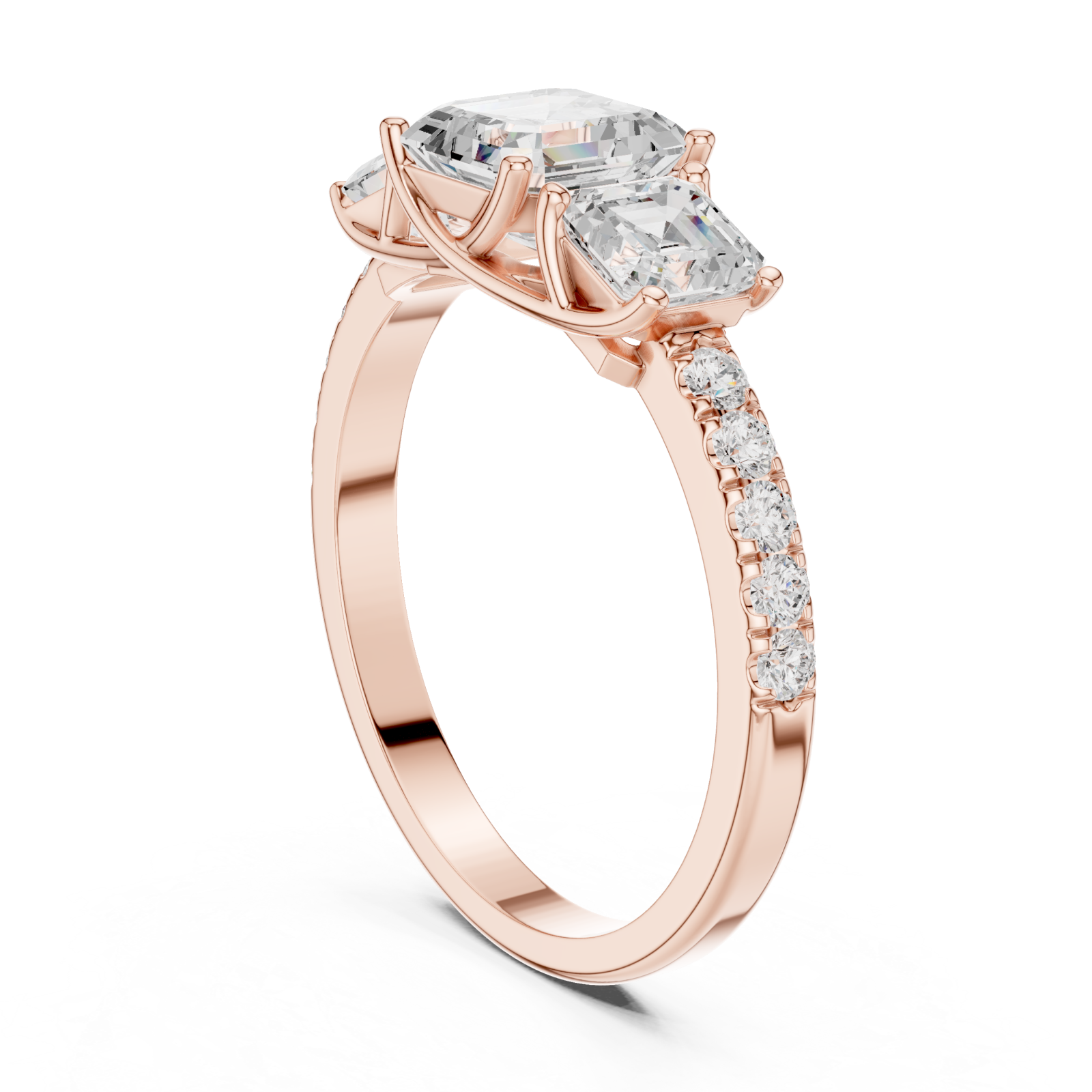  Rose Gold Trinity Radiance Embrace Ring Left View