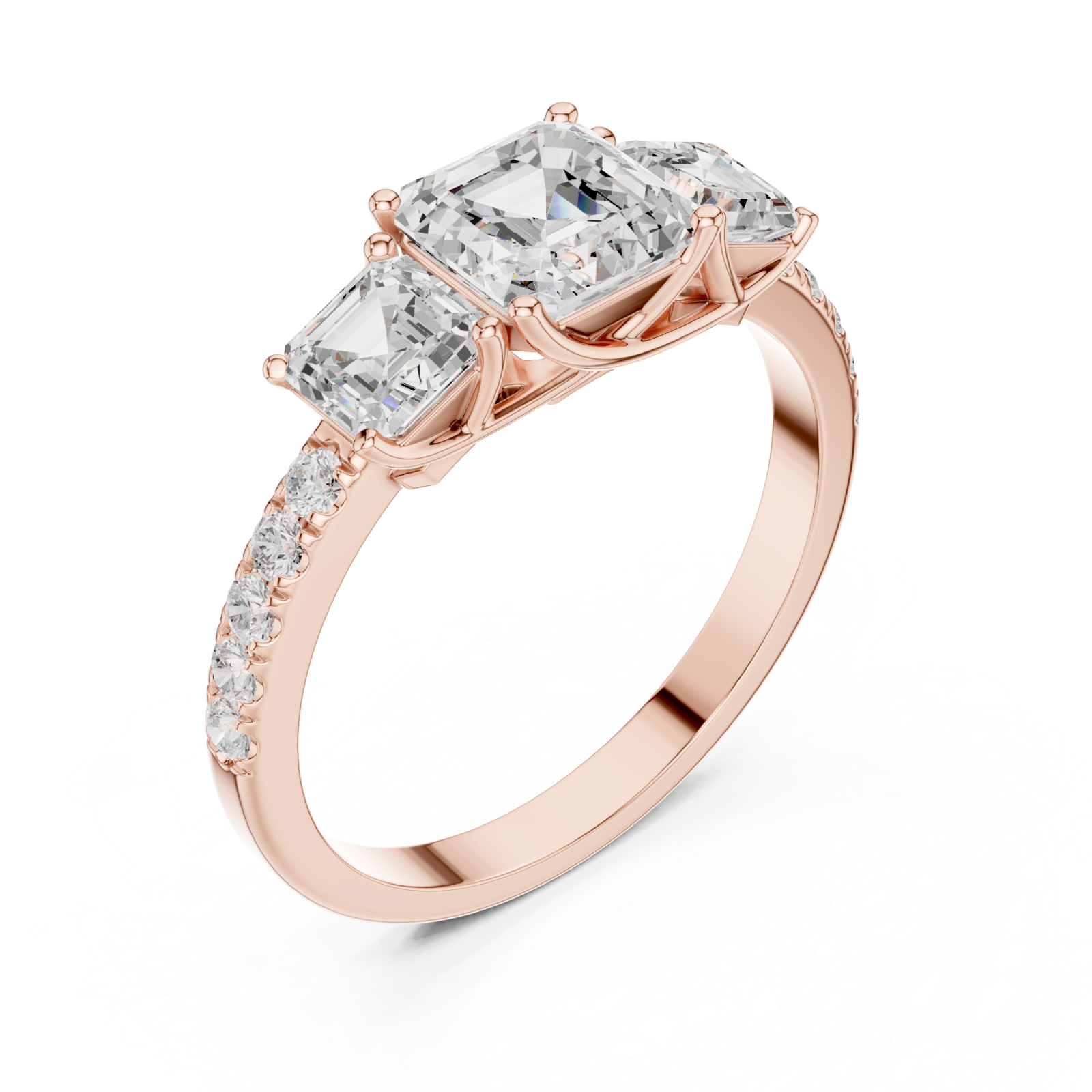  Rose Gold Trinity Radiance Embrace Ring Right View
