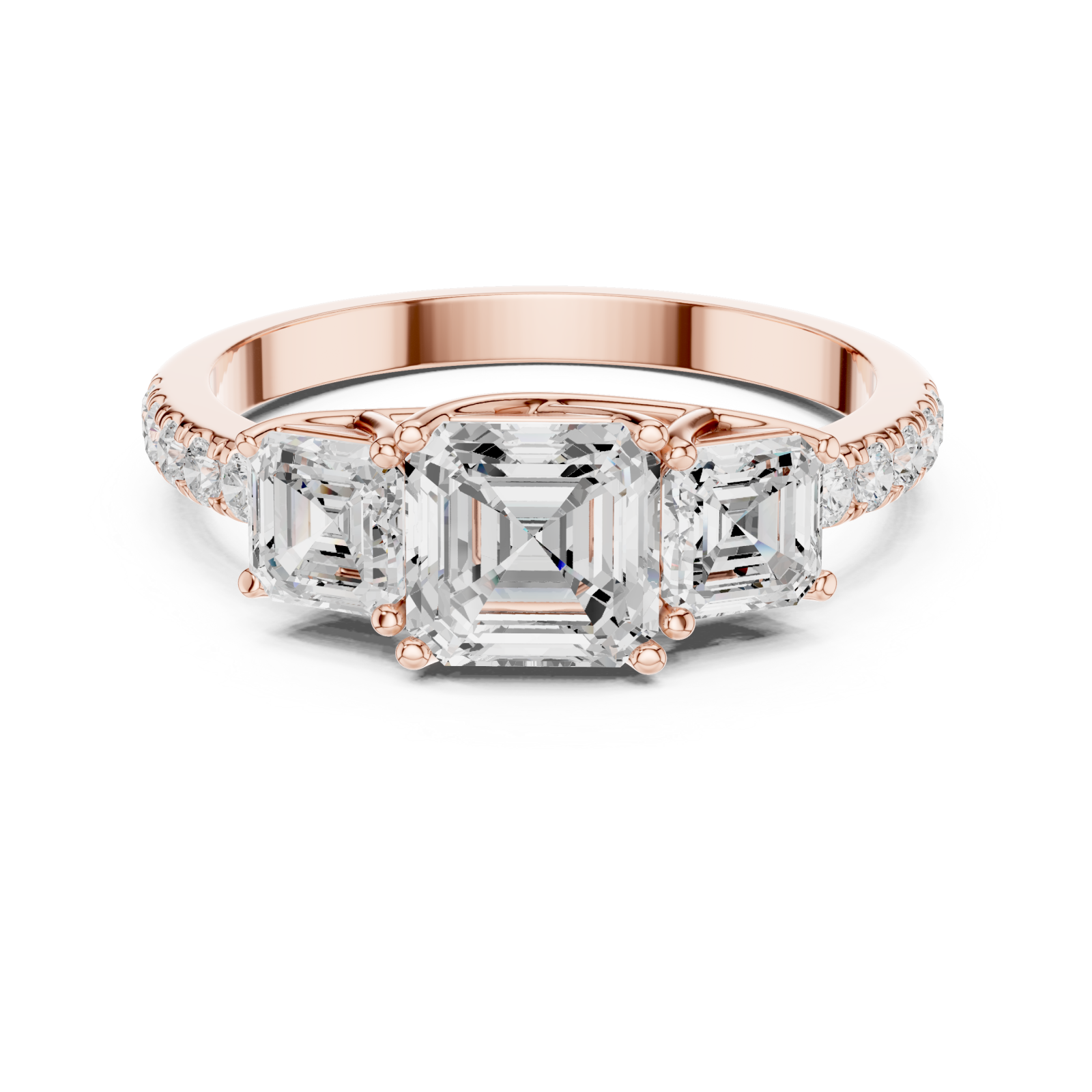  Rose Gold Trinity Radiance Embrace Ring Front View