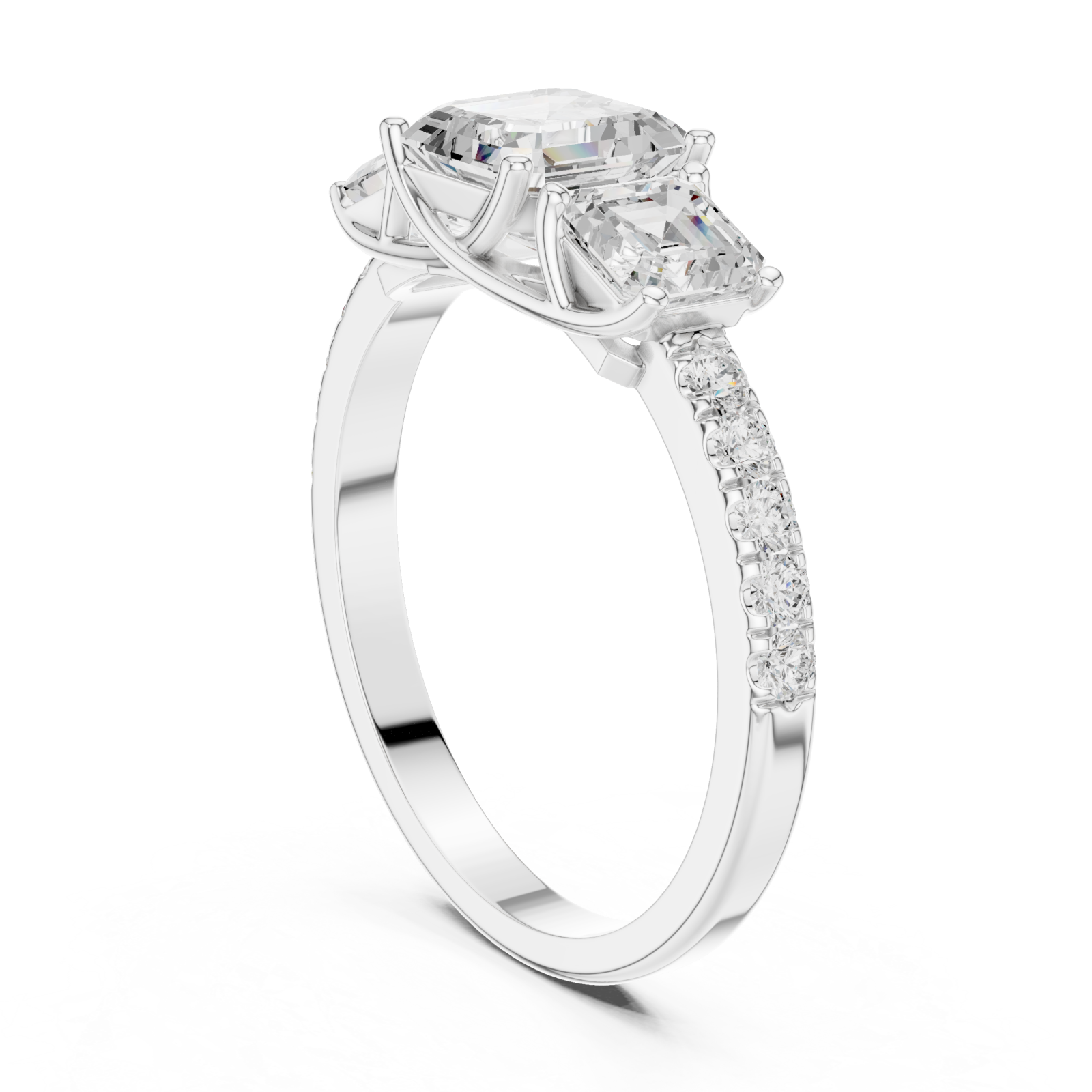  White Gold Trinity Radiance Embrace Ring Left View
