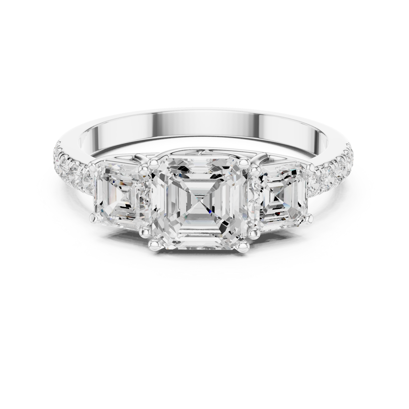  White Gold Trinity Radiance Embrace Ring Front View