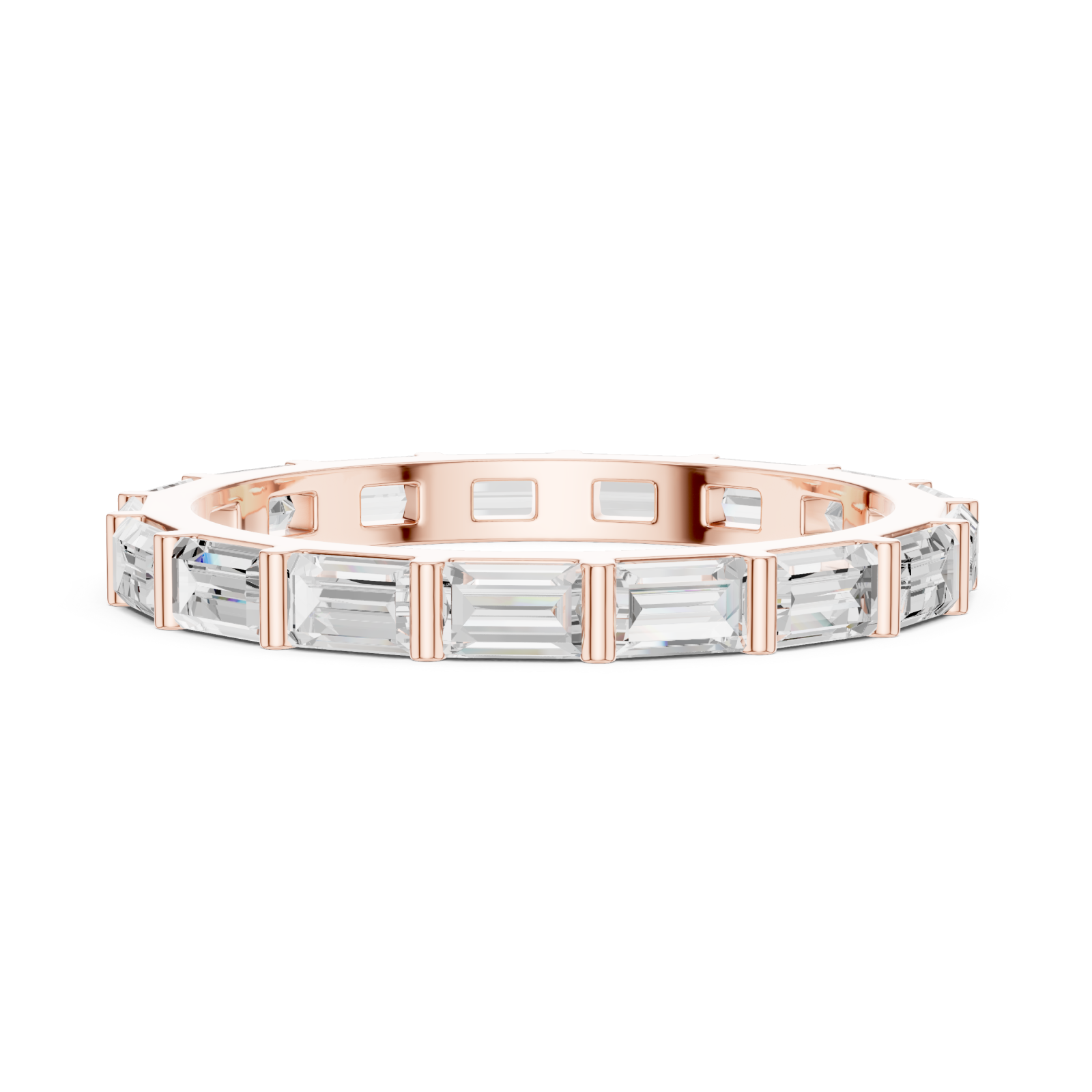  Rose Gold Radiant Unity Baguette Band Side View