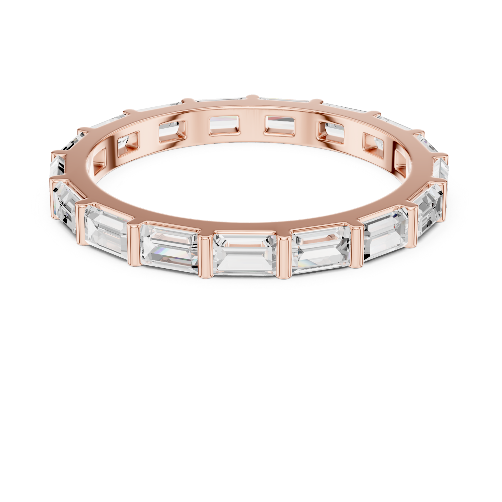  Rose Gold Radiant Unity Baguette Band Front View