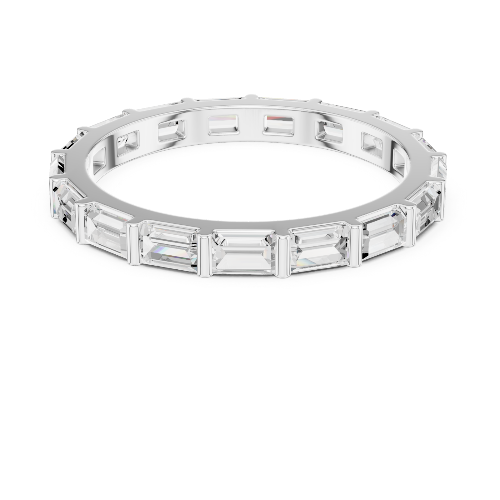  White Gold Radiant Unity Baguette Band Front View