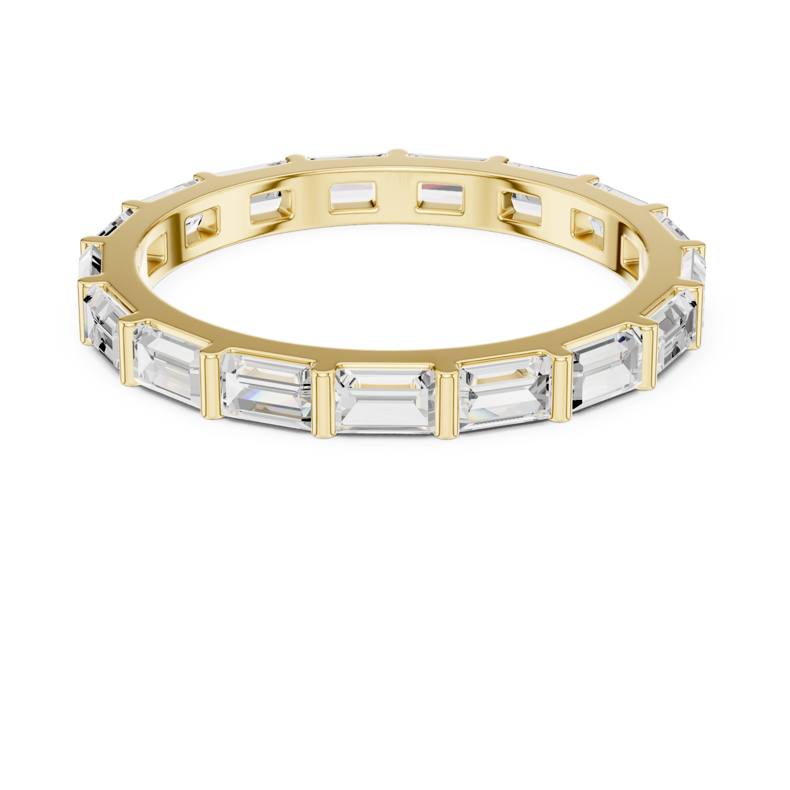  Gold Radiant Unity Baguette Band Front View