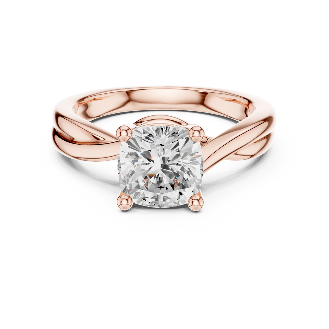  Rose Gold Twist Embrace Solitaire Ring Front View
