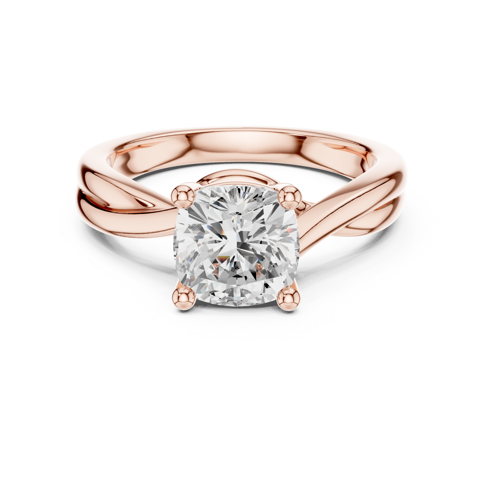  Rose Gold Twist Embrace Solitaire Ring Front View