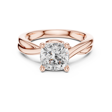  Rose Gold Twist Embrace Solitaire Ring Front View