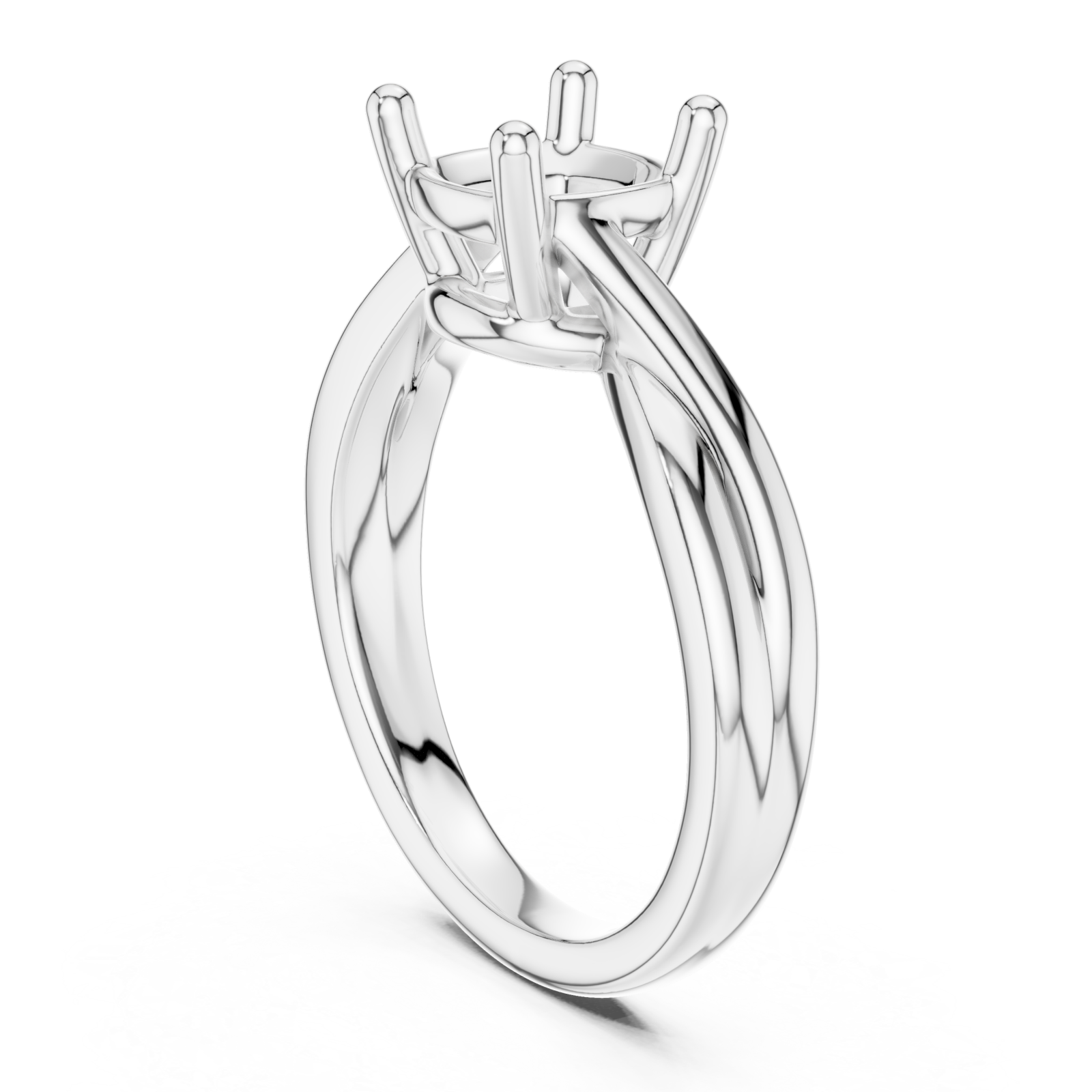  White Gold Twist Embrace Solitaire Ring Left View