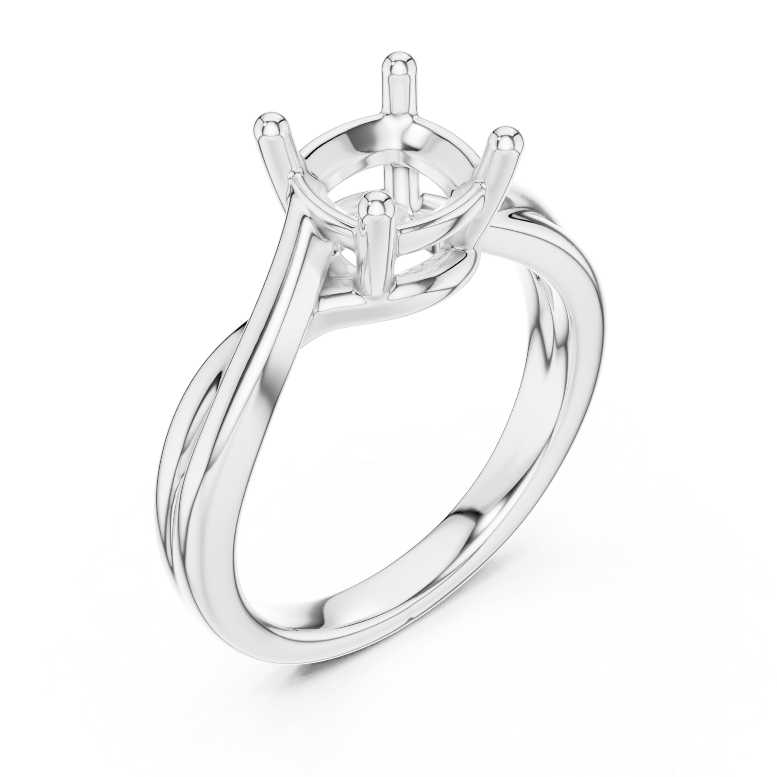  White Gold Twist Embrace Solitaire Ring Right View