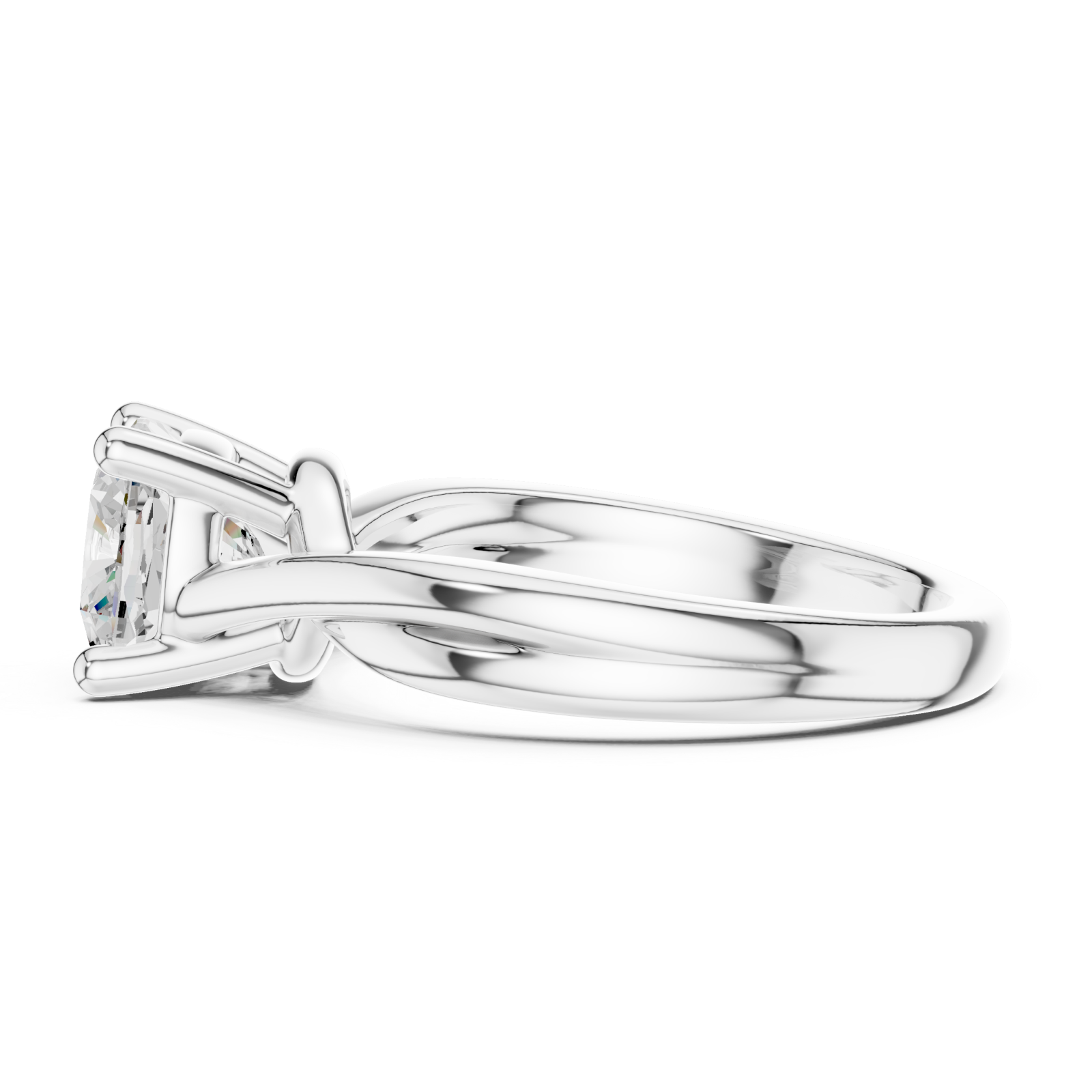  White Gold Twist Embrace Solitaire Ring Side View