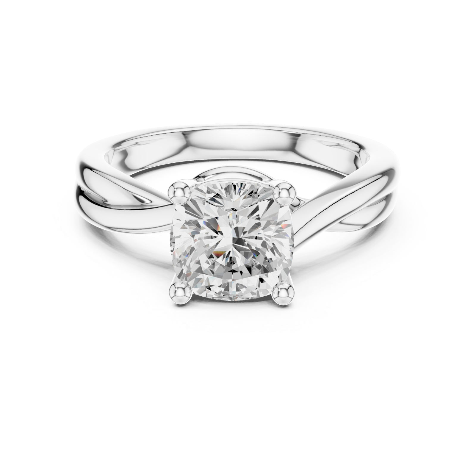  White Gold Twist Embrace Solitaire Ring Front View
