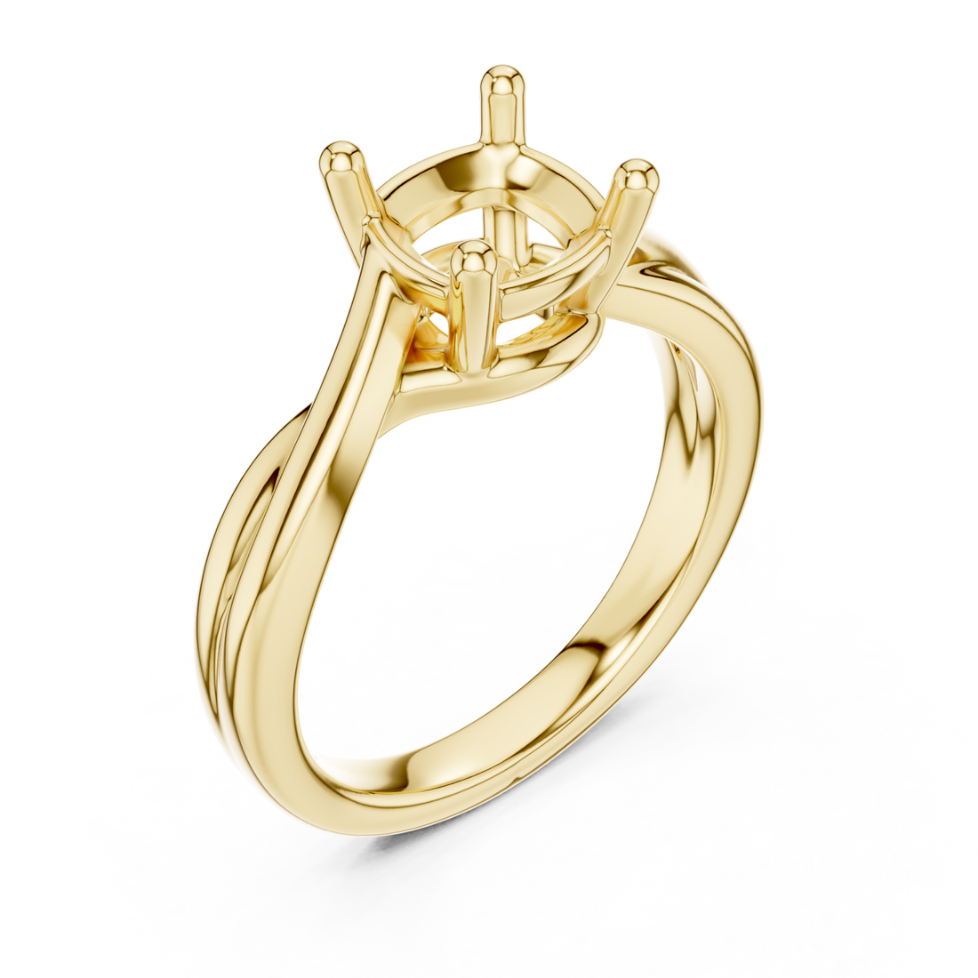  Gold Twist Embrace Solitaire Ring Front View