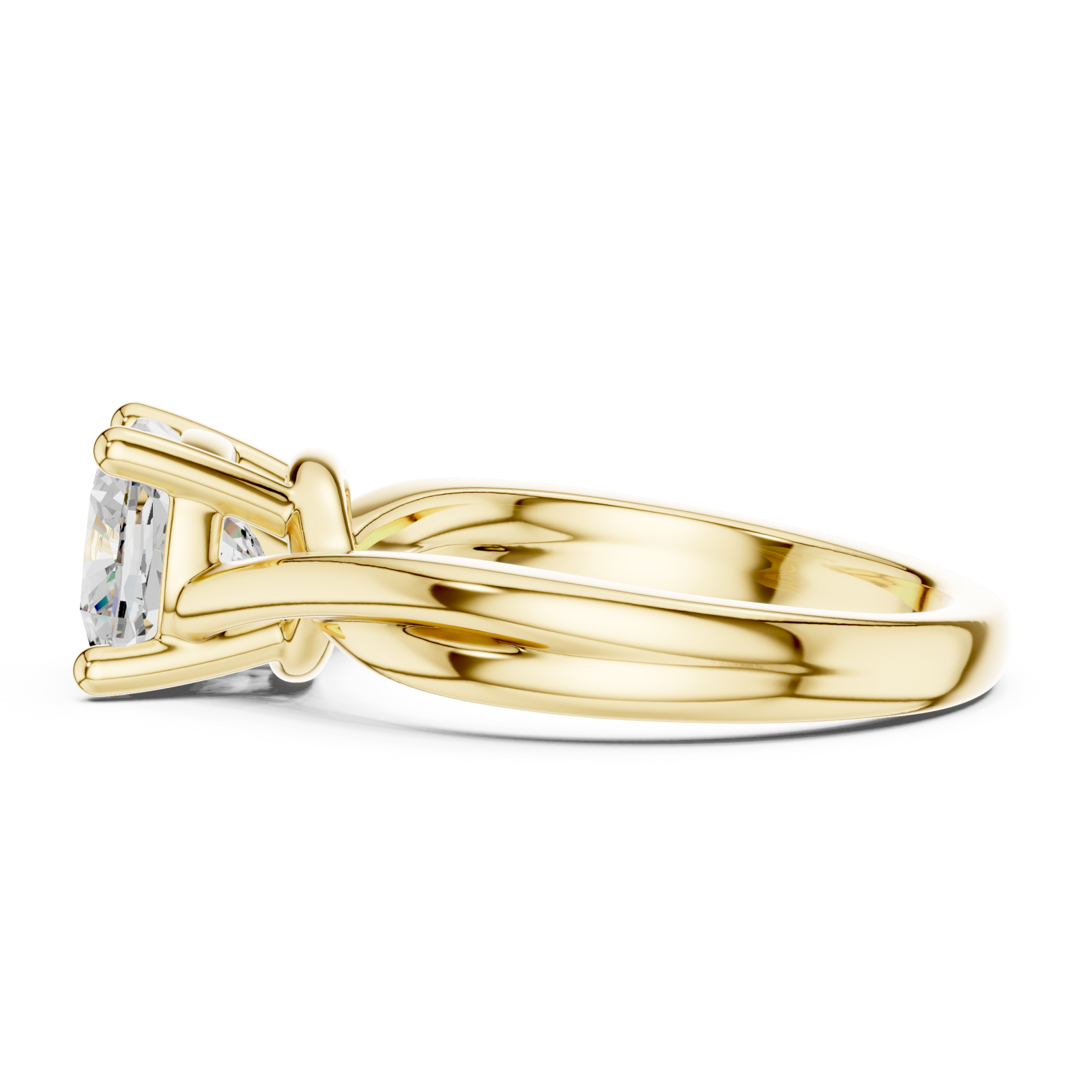  Gold Twist Embrace Solitaire Ring Side View