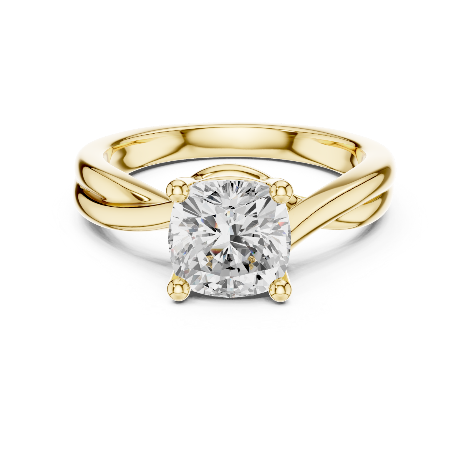  Gold Twist Embrace Solitaire Ring Front View