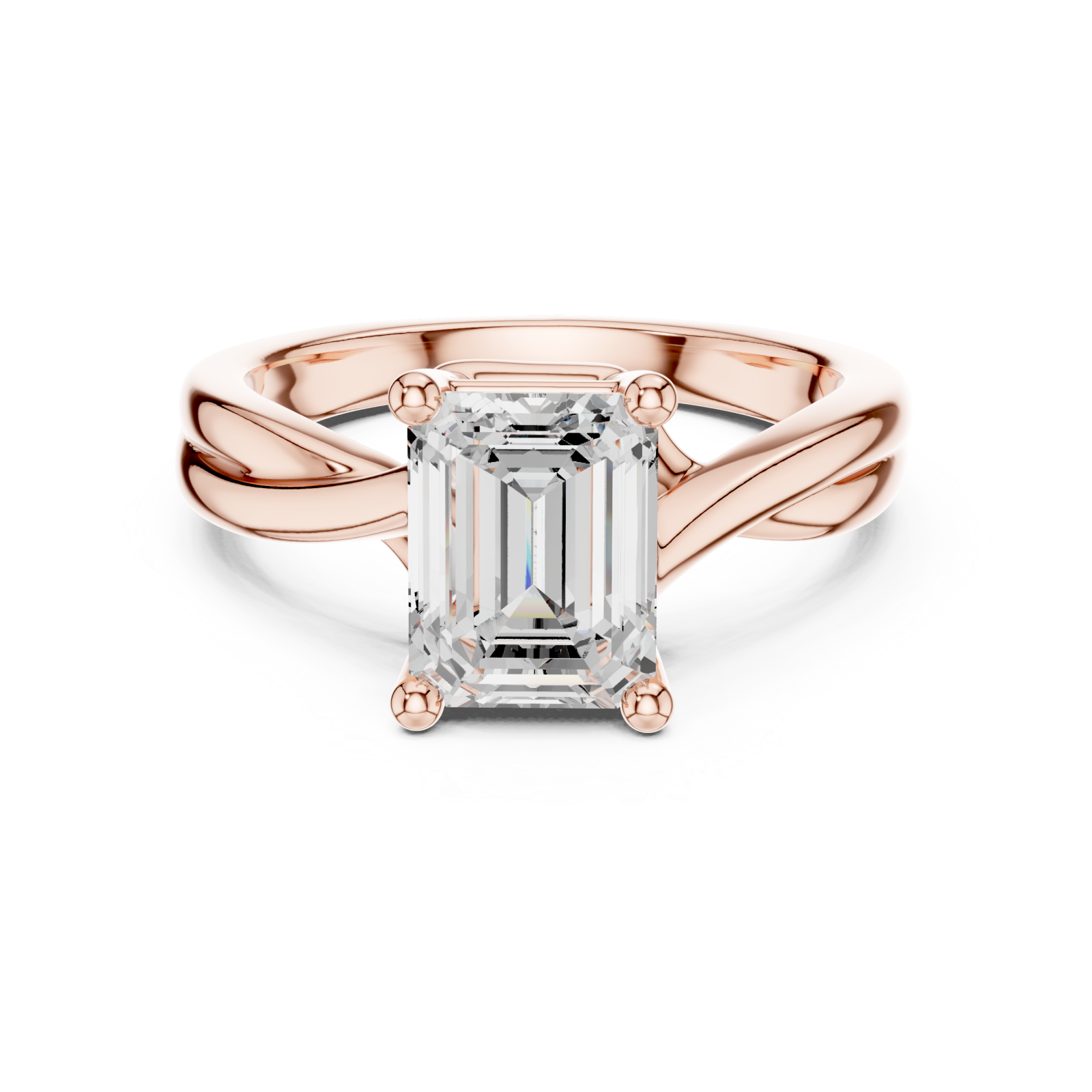  Rose Gold Pristine Axis Modern Ring Front View