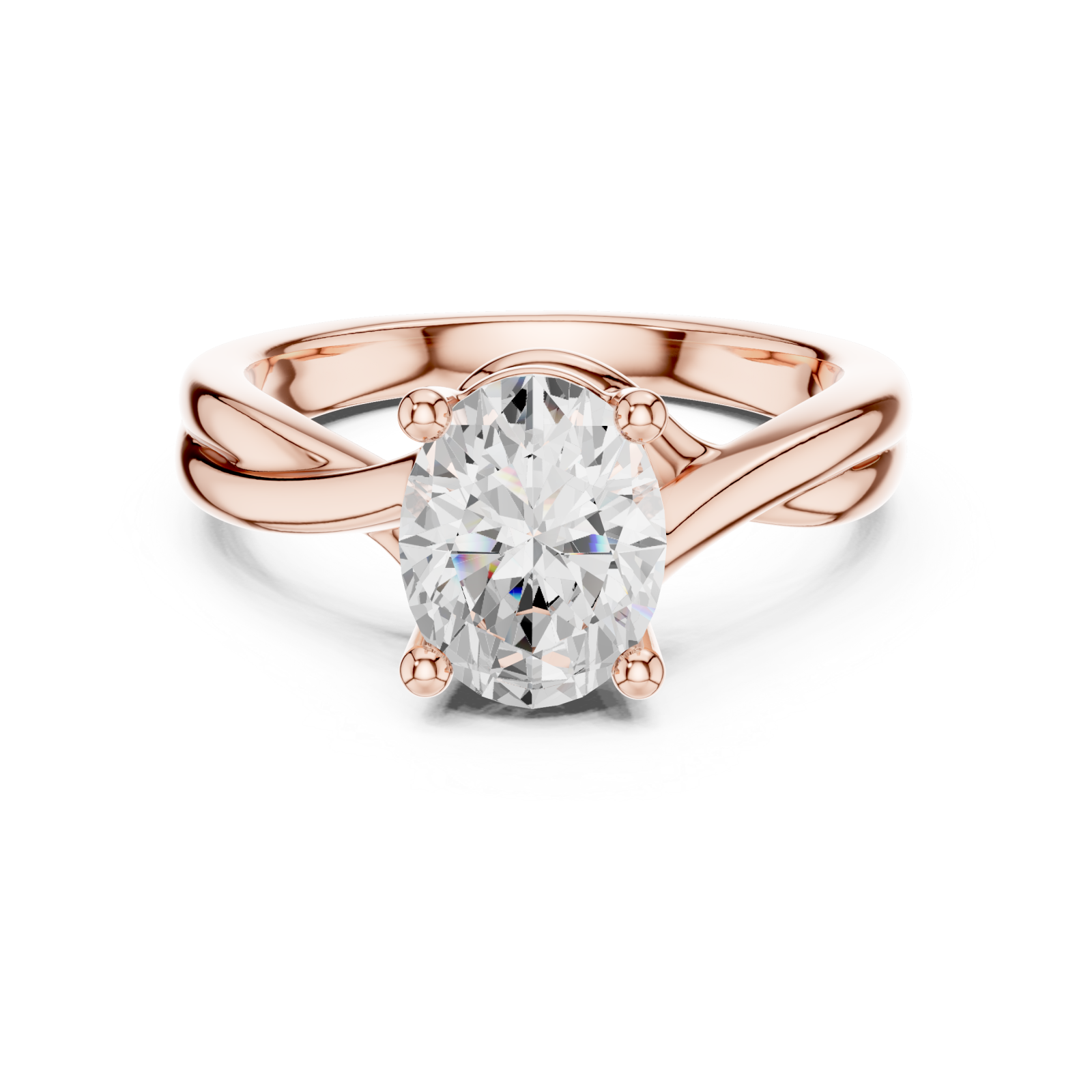  Rose Gold Aurora Twisted Embrace Ring Front View
