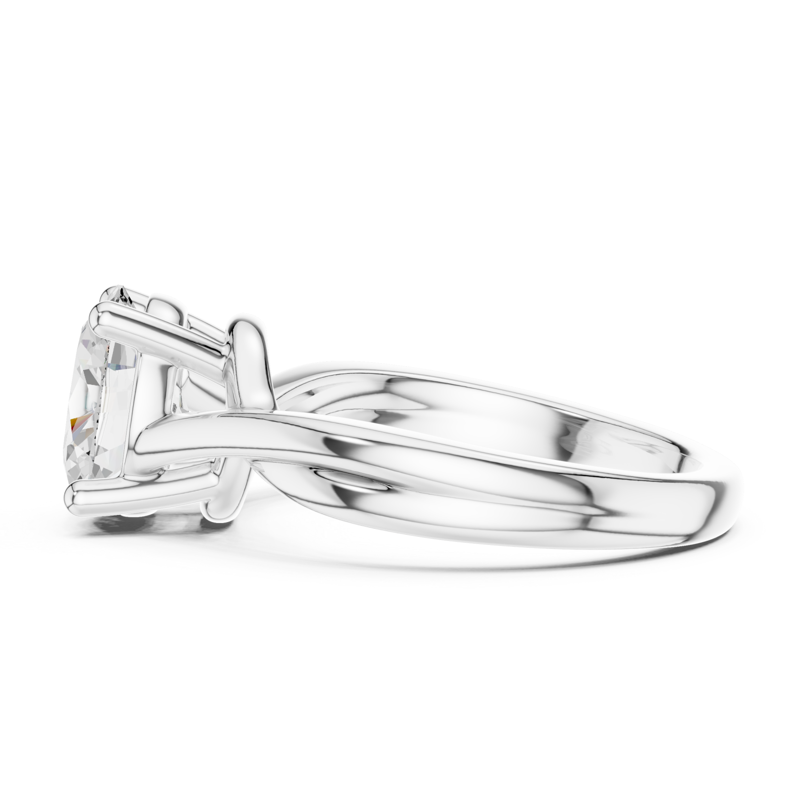  White Gold Aurora Twisted Embrace Ring Side View