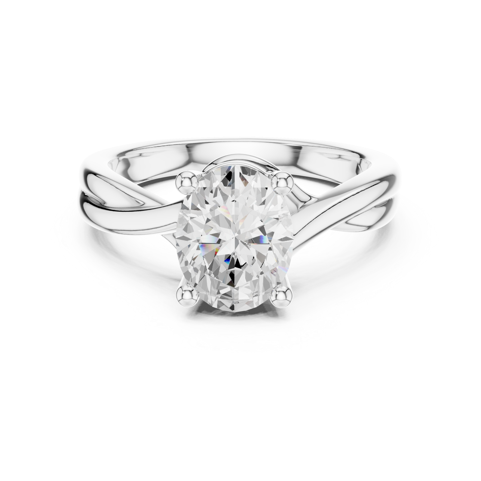  White Gold Aurora Twisted Embrace Ring Front View
