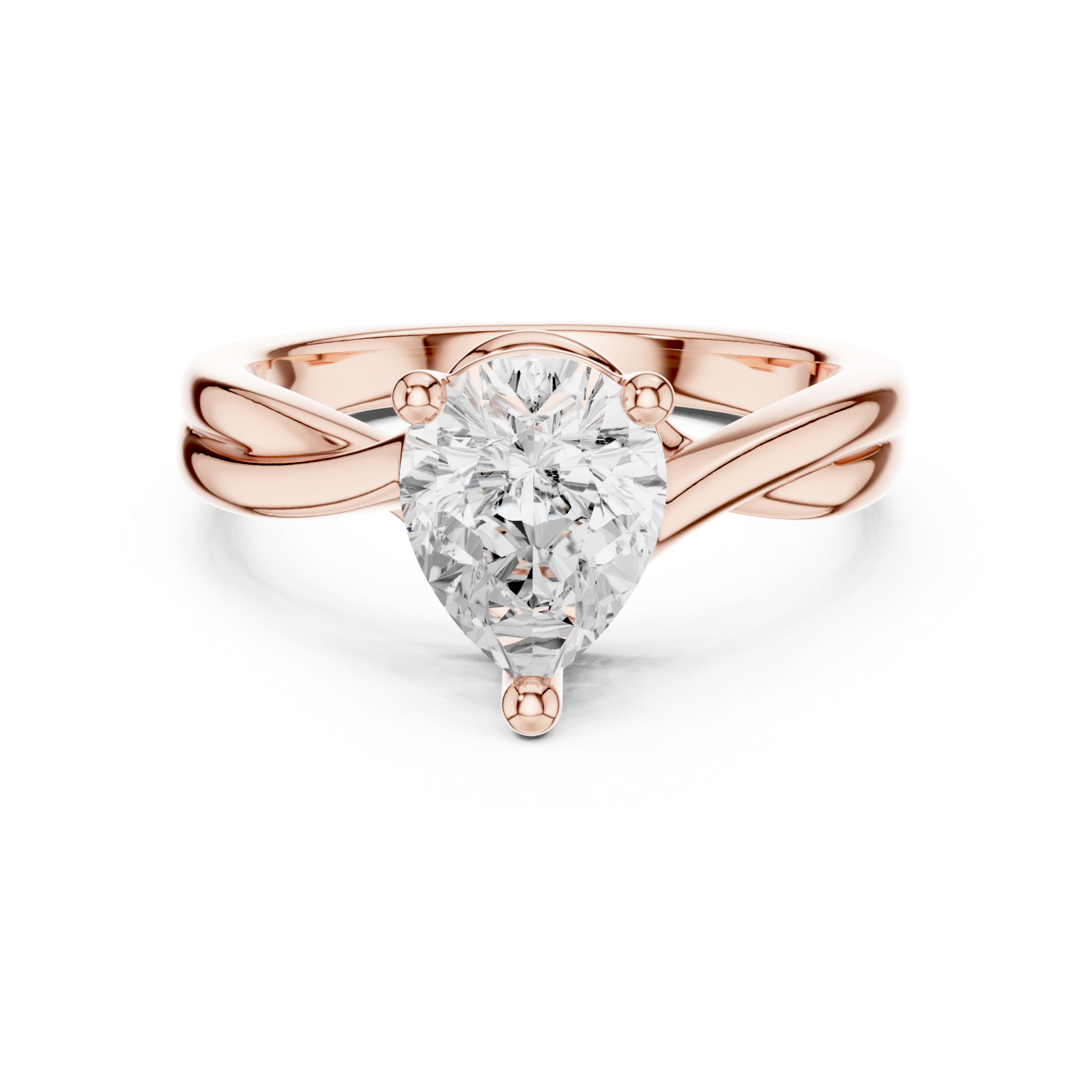 Rose Gold Classic Flow Setting Ring Front View