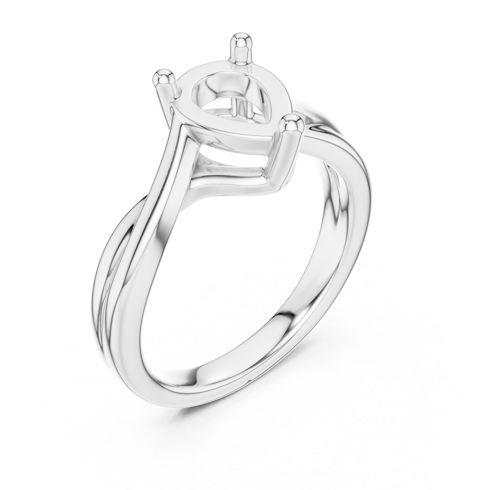  White Gold Classic Flow Setting Ring Right View