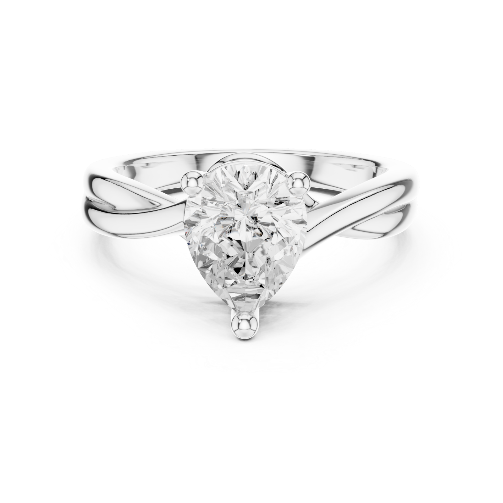  White Gold Classic Flow Setting Ring Front View